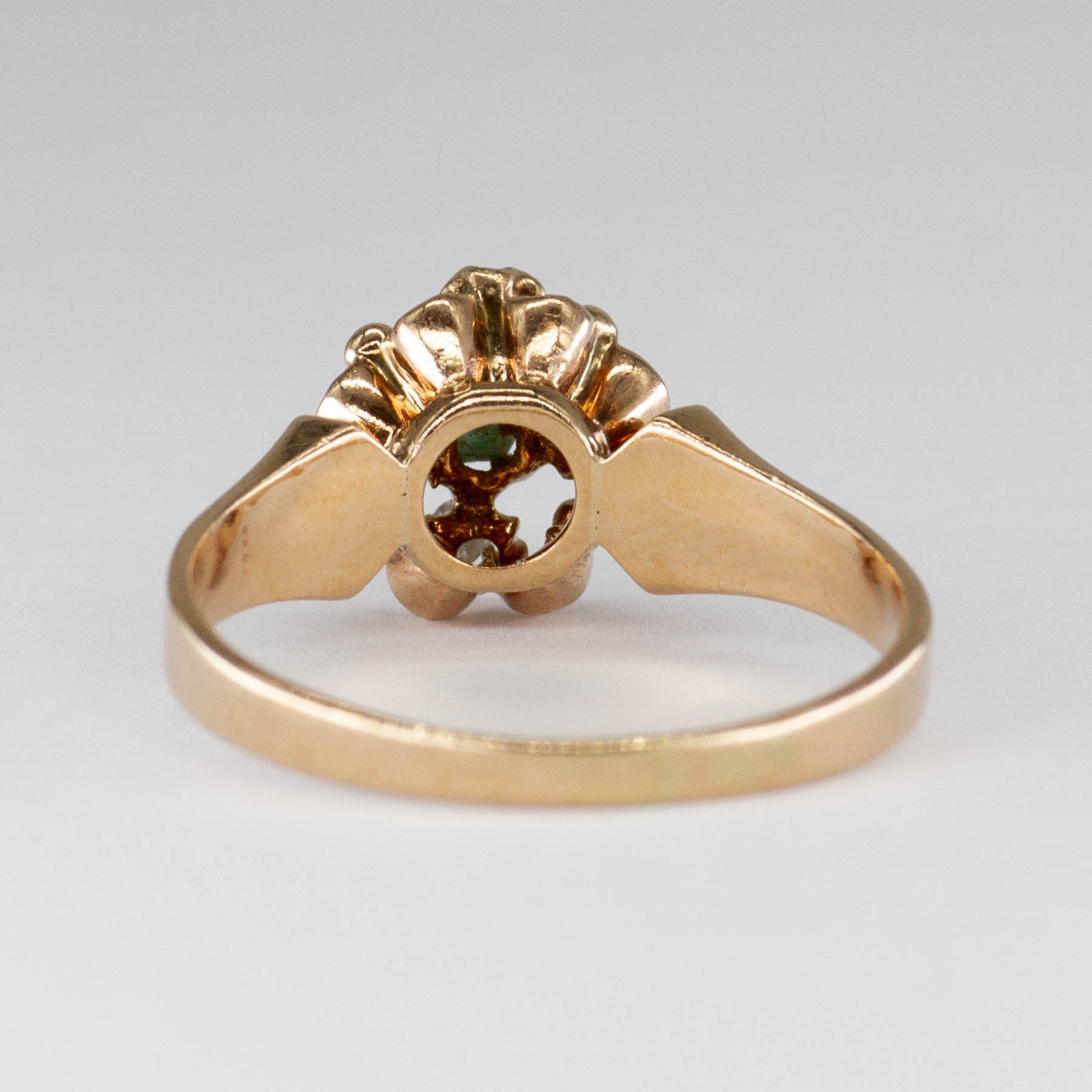 Bague vintage en or 10 carats sertie de diamants taille rose en grappe | 0,06 ct | Taille 6,5 |