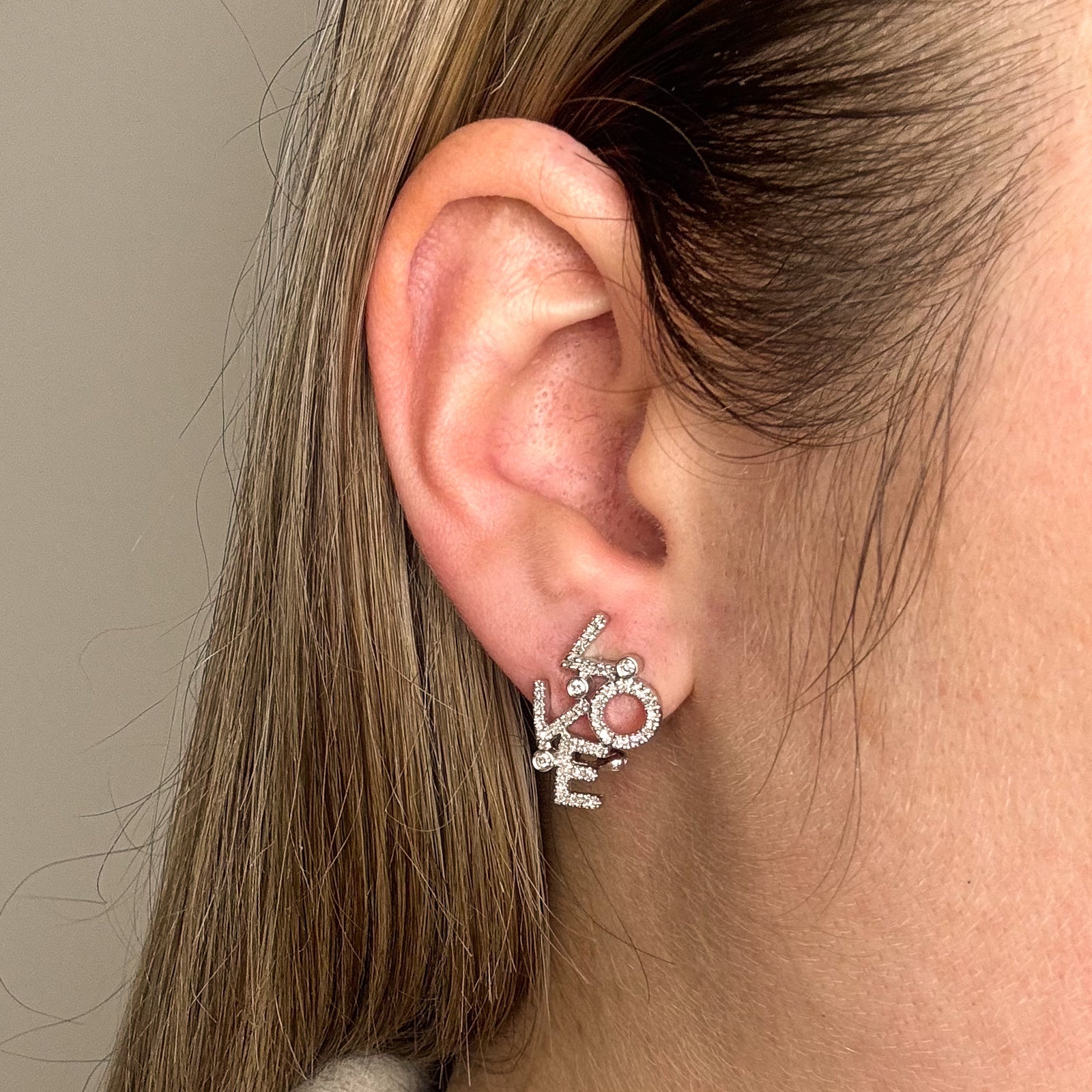 Diamond "LOVE" Stud Earrings | 0.42ctw |