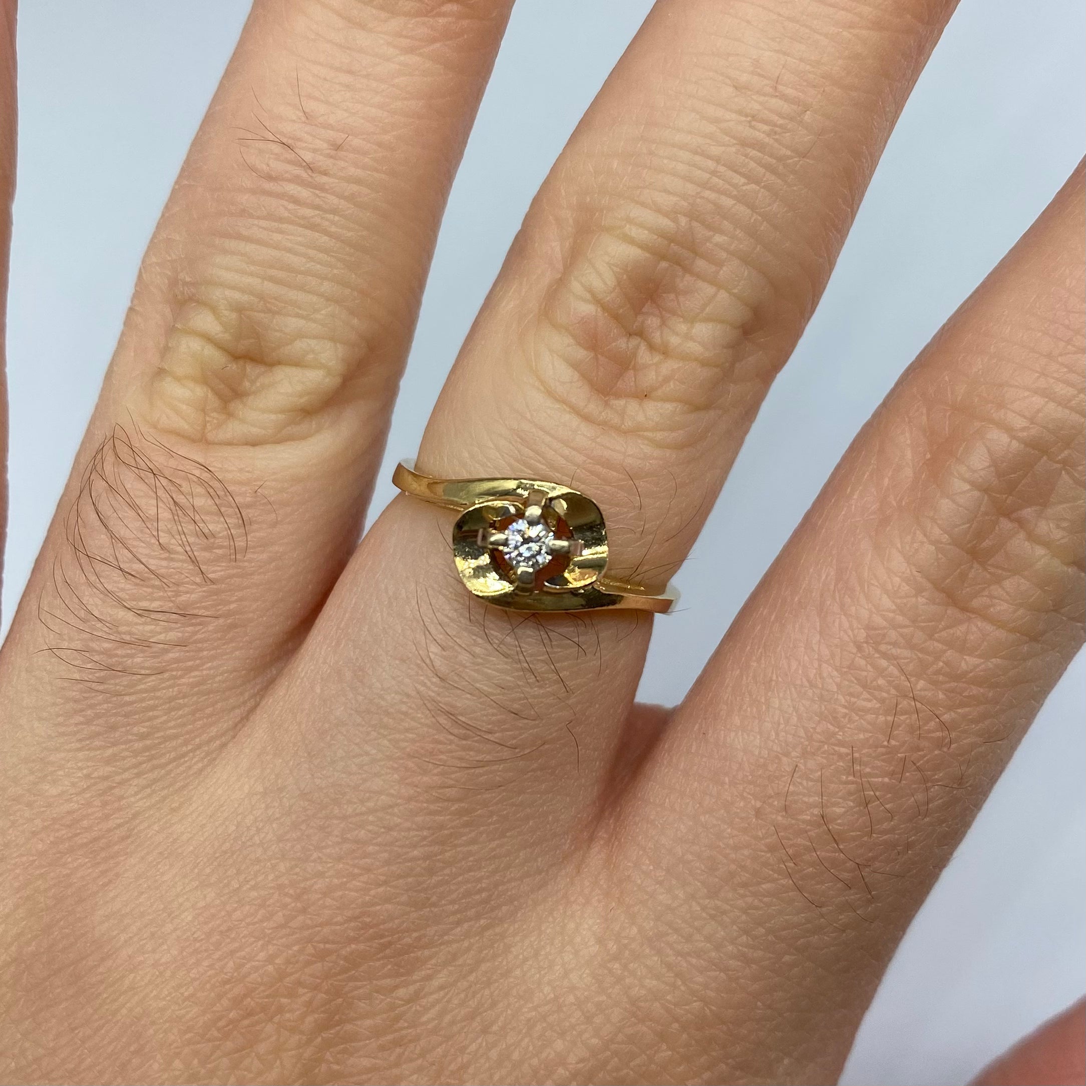 Solitaire Diamond Bypass 14k Ring | 0.06ct | SZ 5.75 |