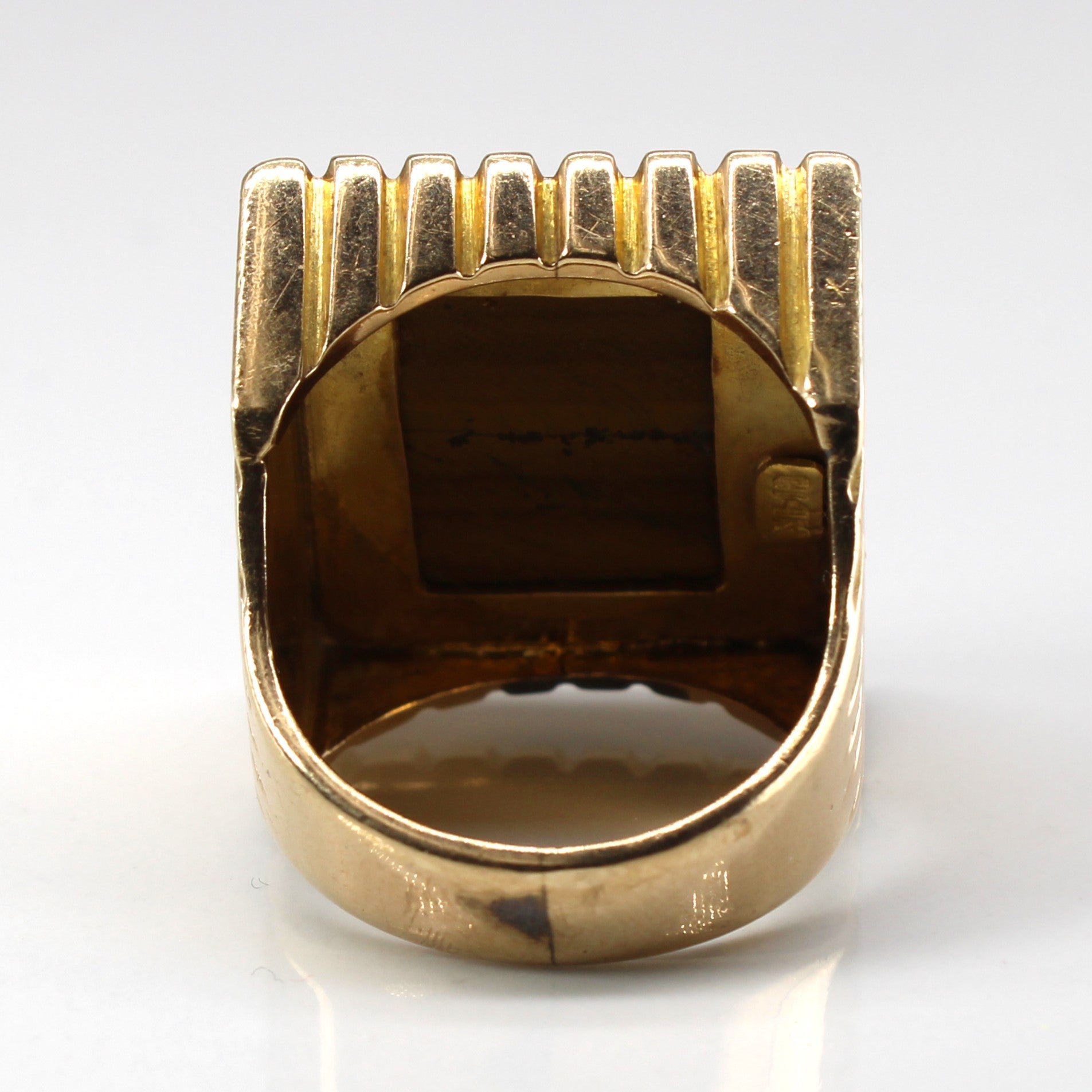 Wide Tiger Eye Textured Gold Ring | 8.00ct | SZ 9.75 |