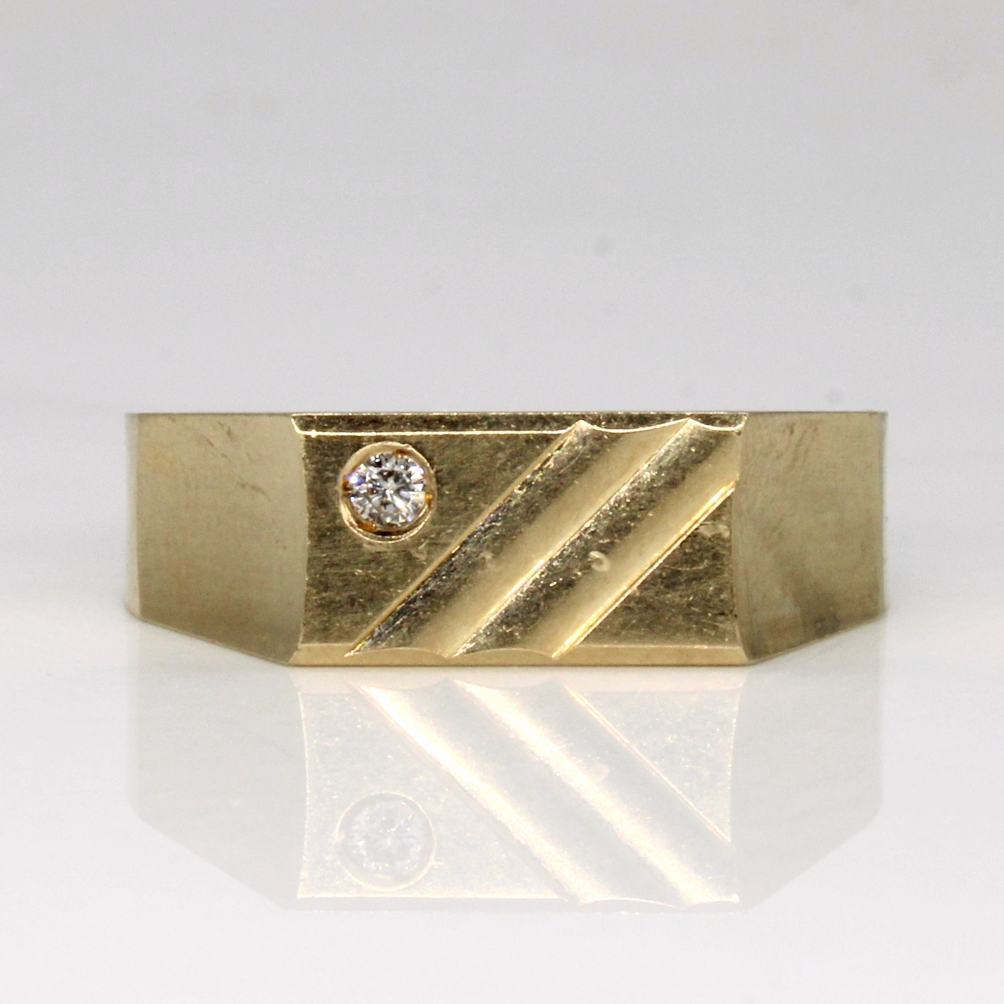 Bague barrette sertie de diamants texturés | 0,04 ct | Taille 10,75 |