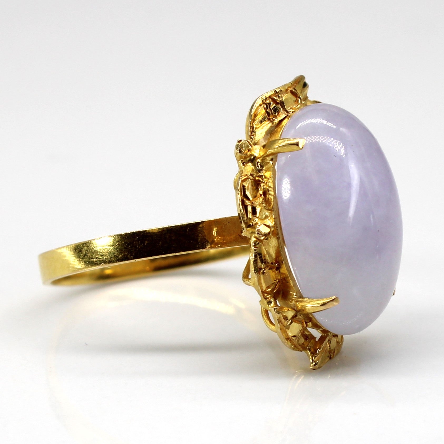 Solitaire Lavender Jadeite Gold Ring | 14.00ct |