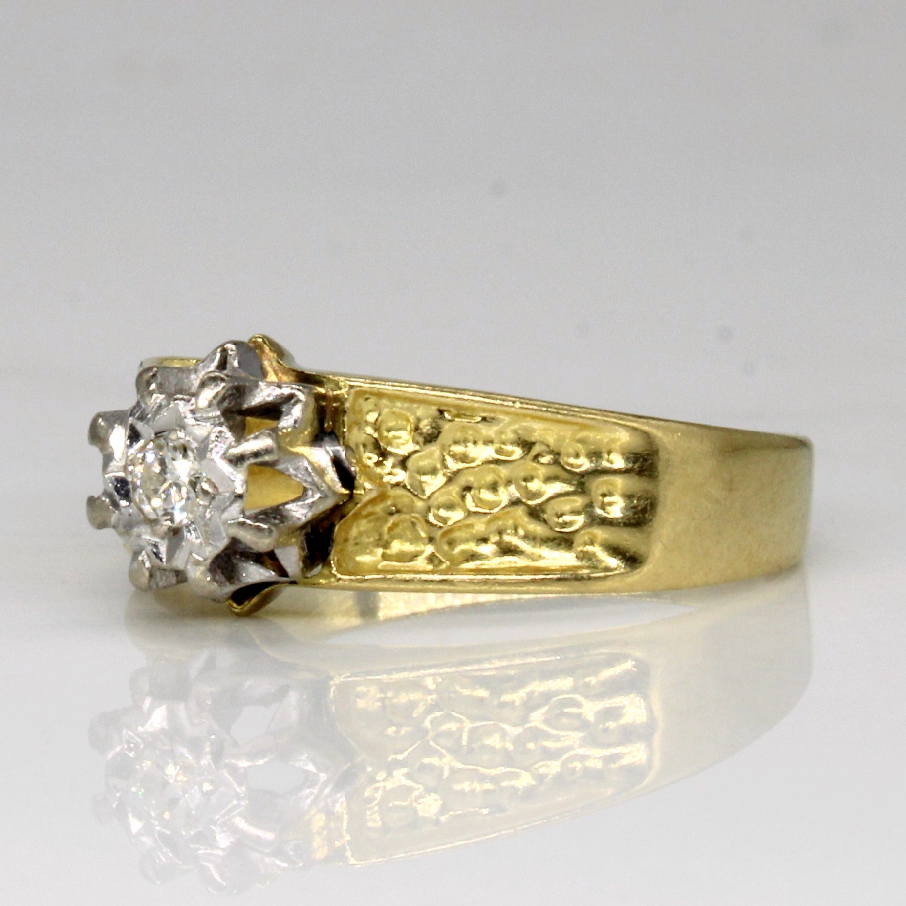 18K Star Design 8 Prong Diamond Ring | 0.07ct | SZ 7.75 |