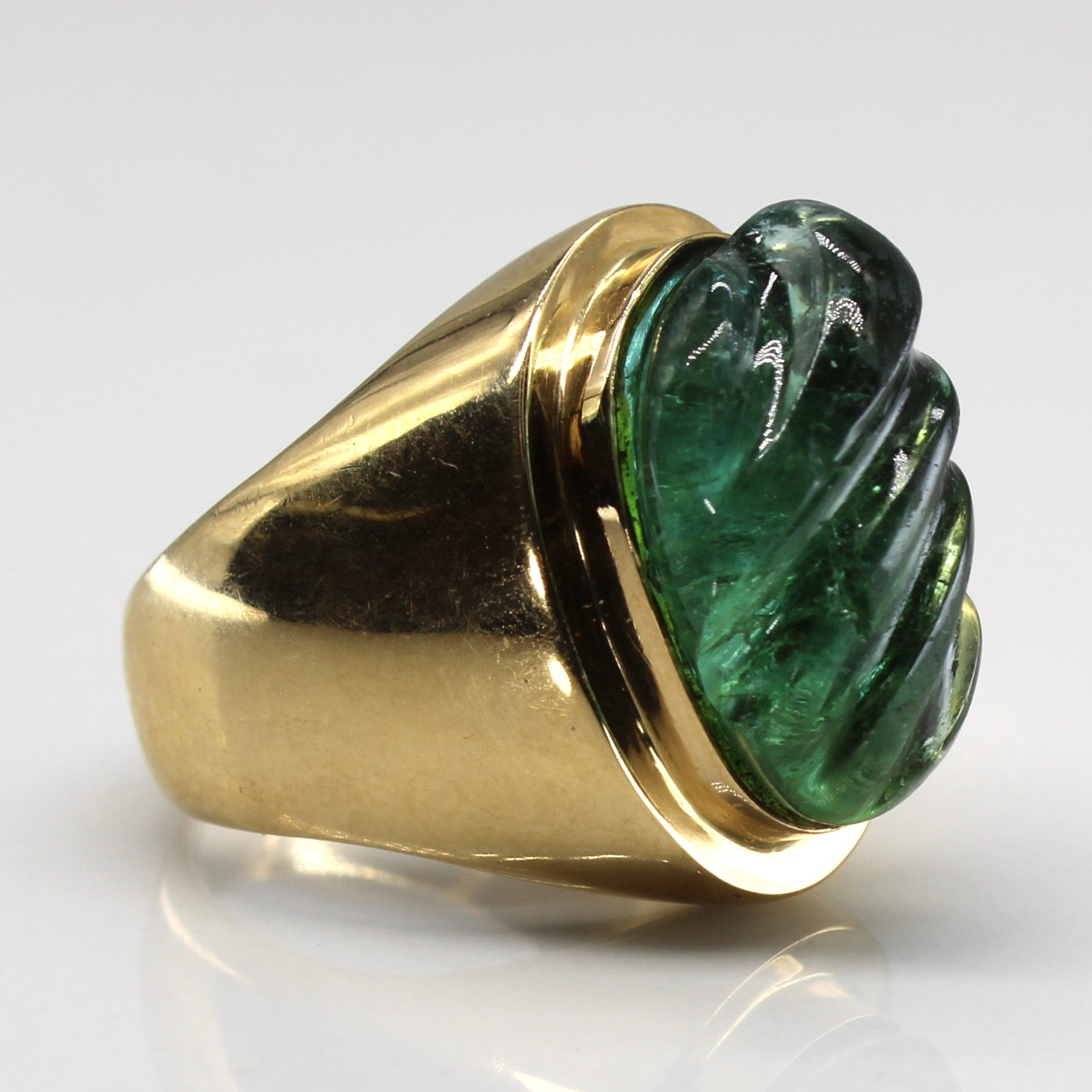 Bezel Set Carved Tourmaline Ring | 13.00ct | SZ 7.25 |