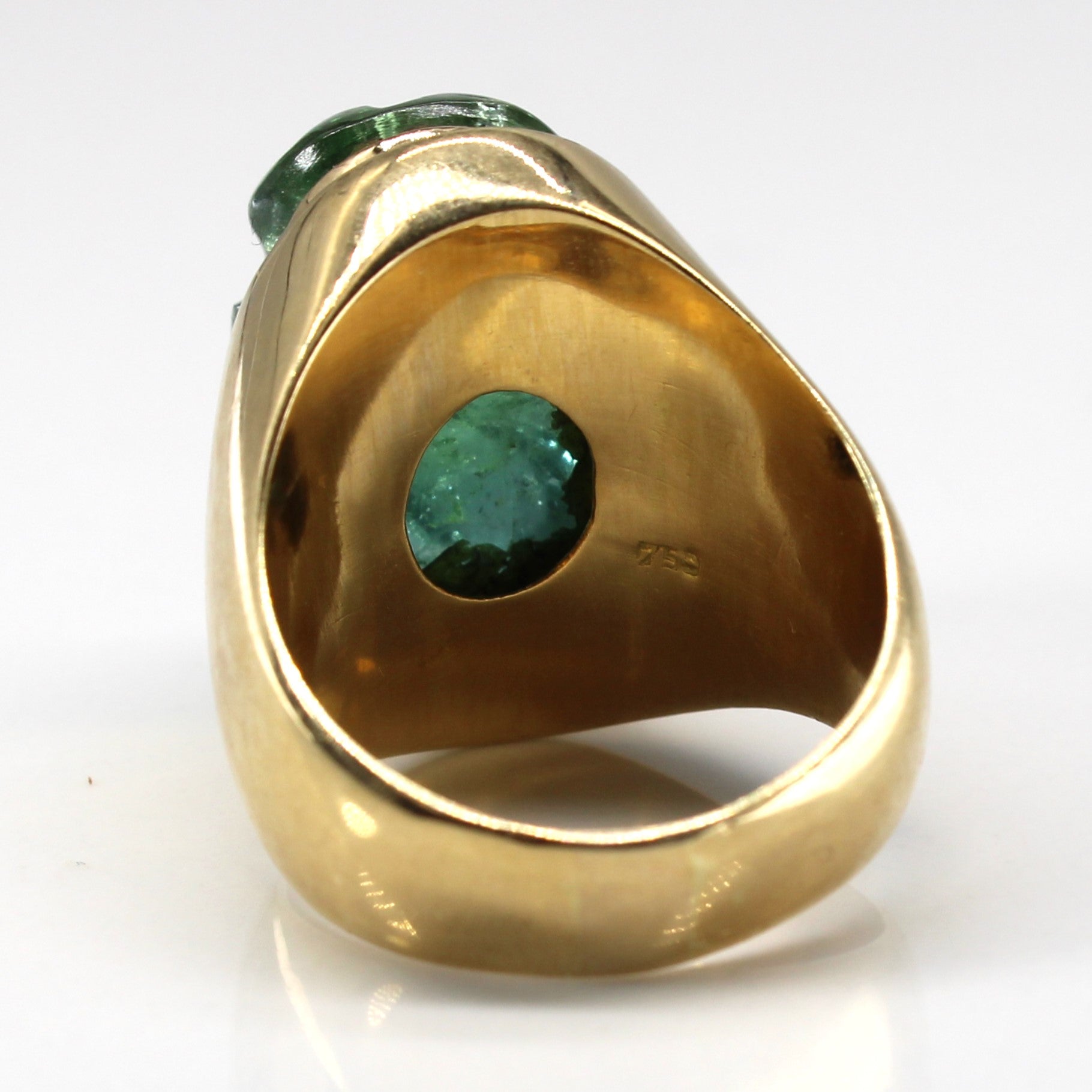 Bezel Set Carved Tourmaline Ring | 13.00ct | SZ 7.25 |