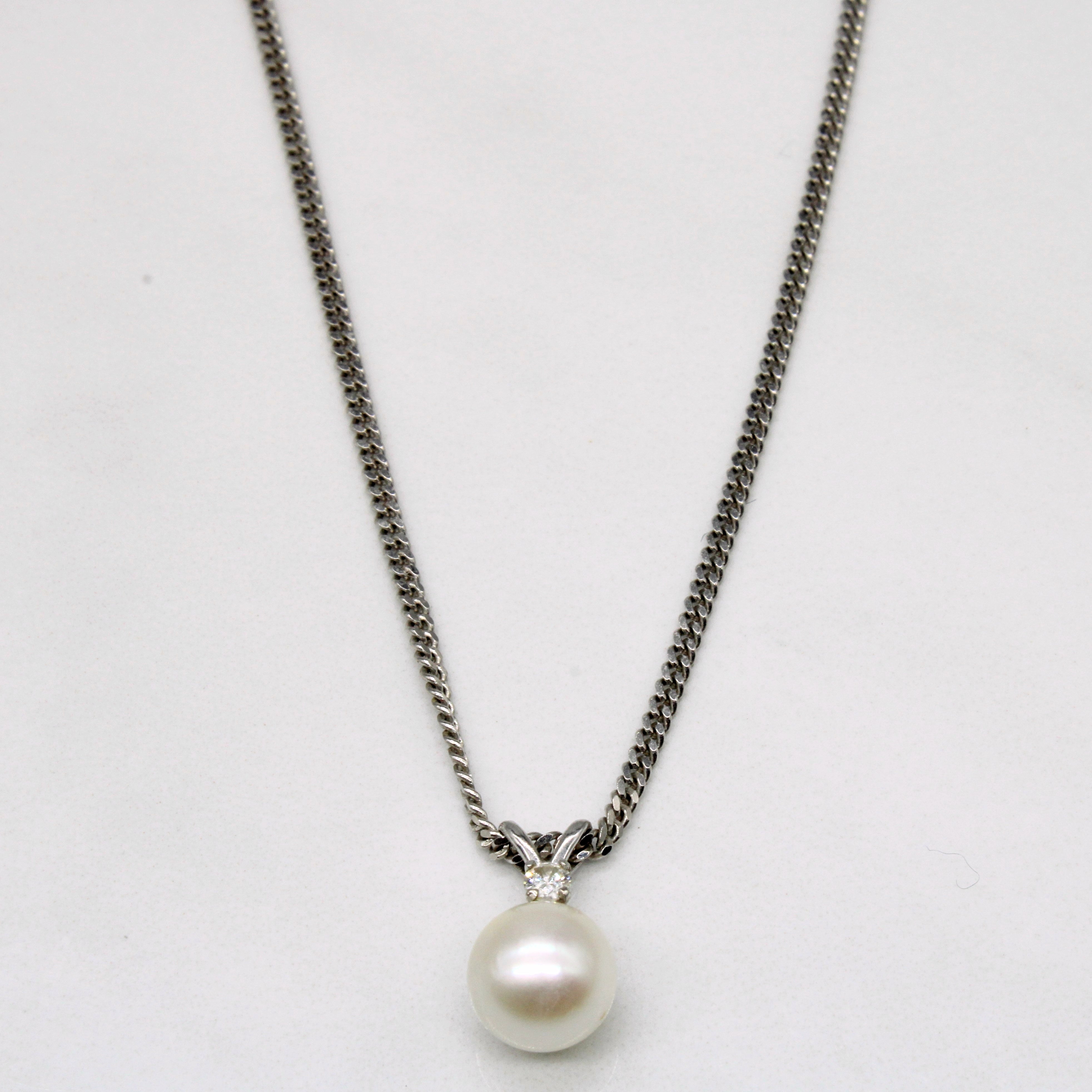 Pearl & Diamond Pendant & Necklace | 0.04ct | 18" |