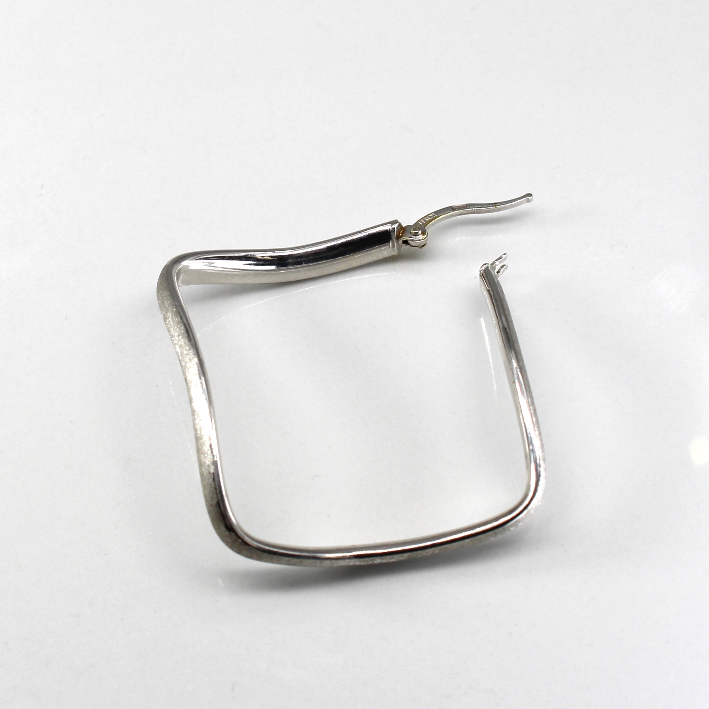 White Gold Wavy Hoop Earrings