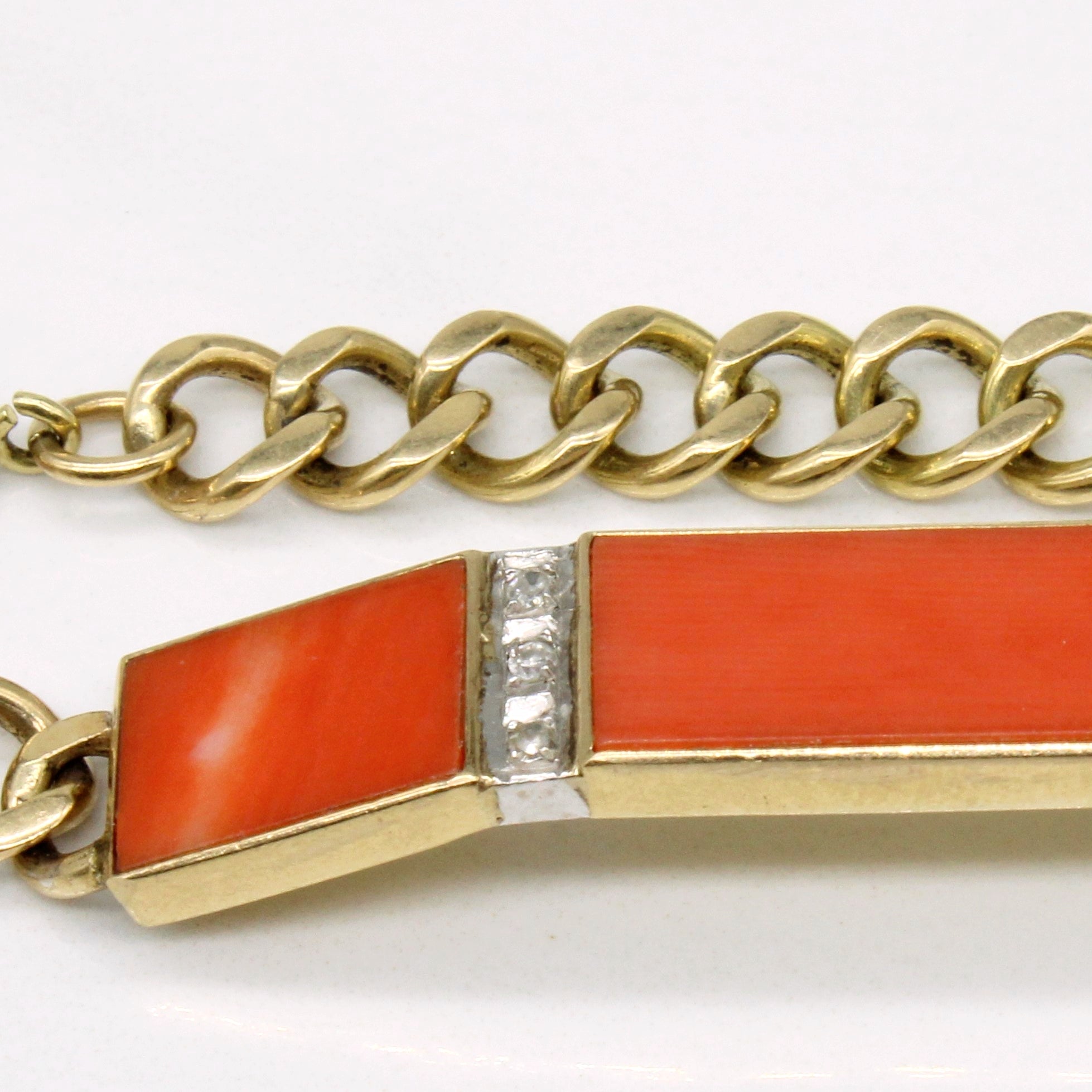 Coral & Diamond Pendant Bracelet | 3.00ctw, 0.03ctw | 6.75" |