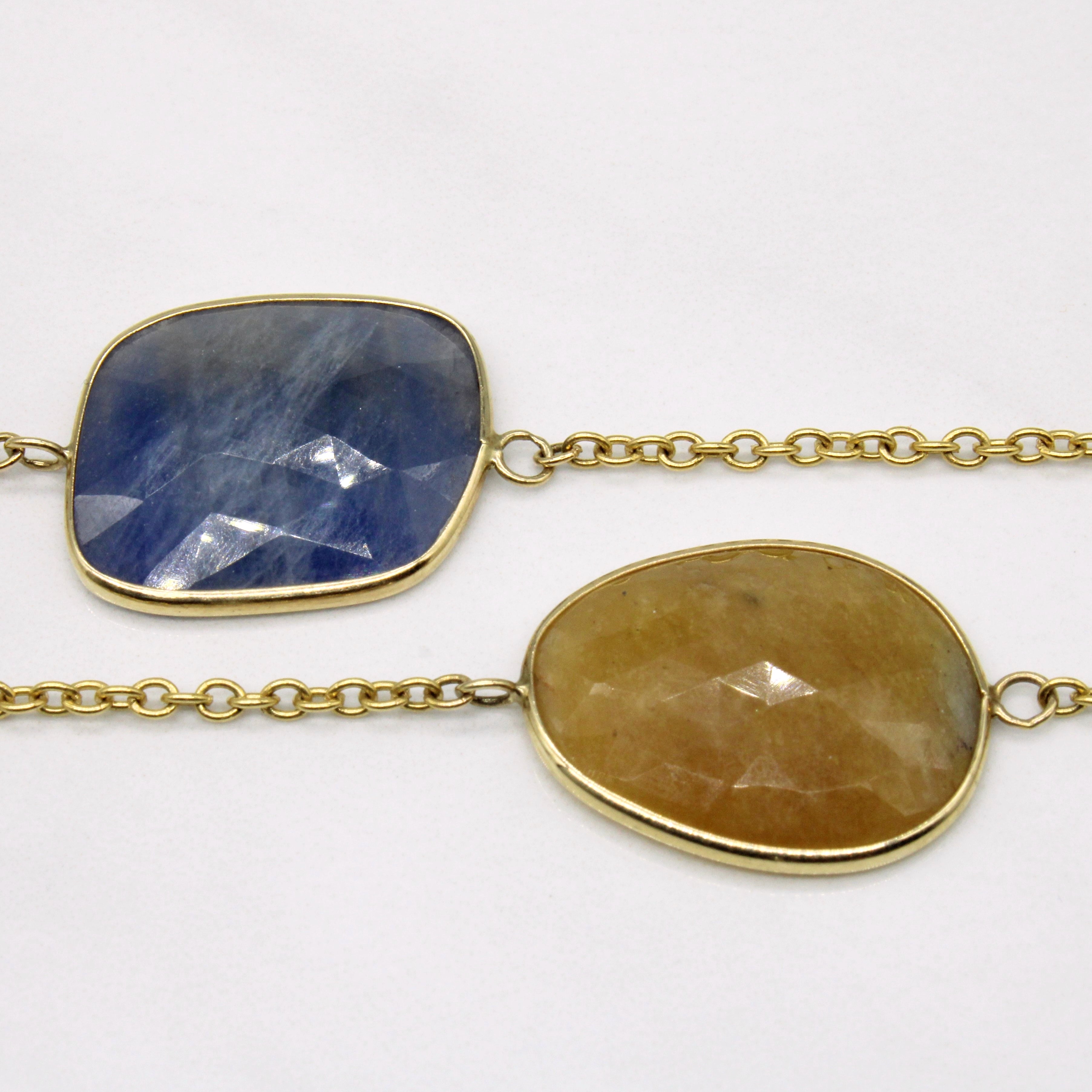 Rough Rose Cut Multi Gem Necklace | 50.00ctw | 32" |