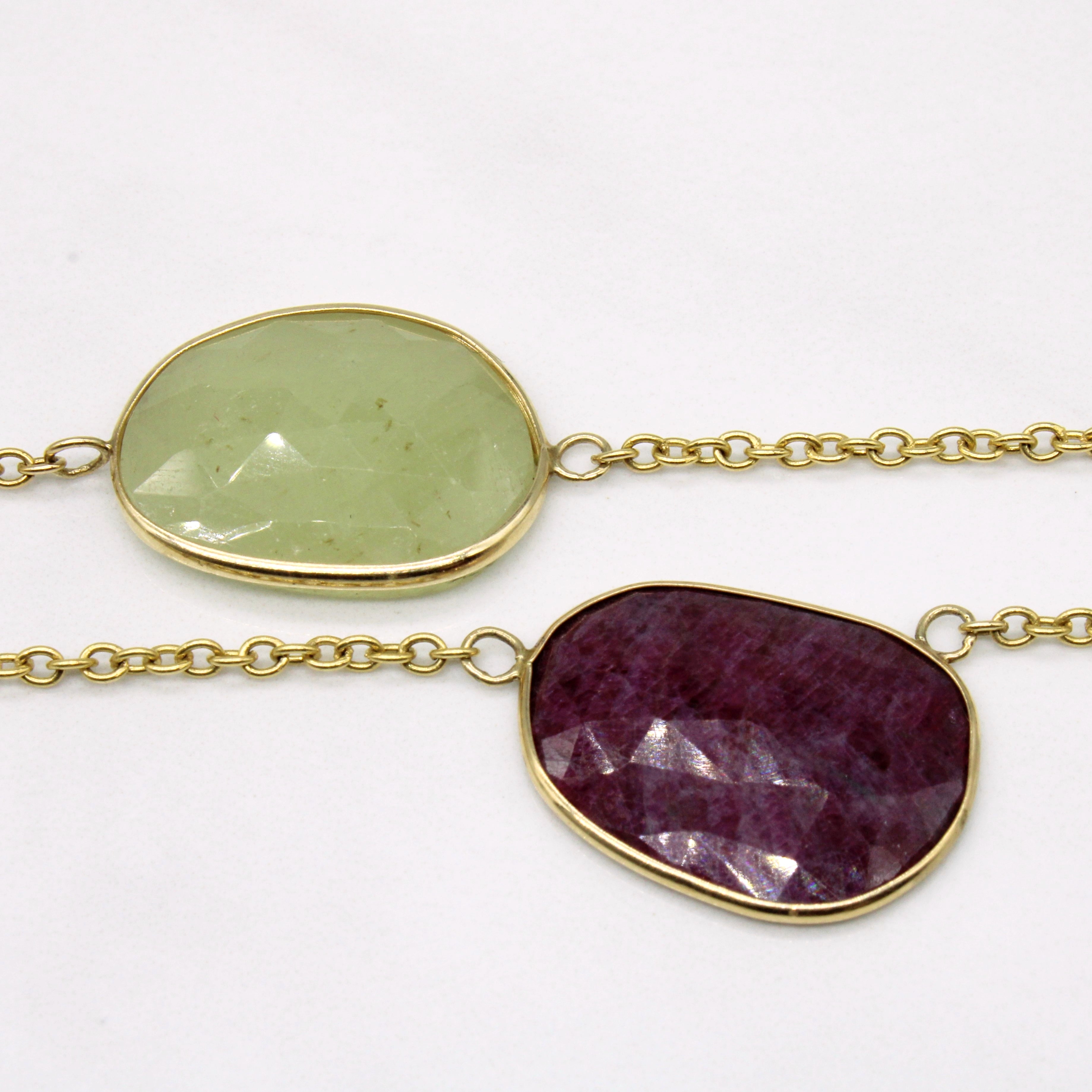 Rough Rose Cut Multi Gem Necklace | 50.00ctw | 32" |