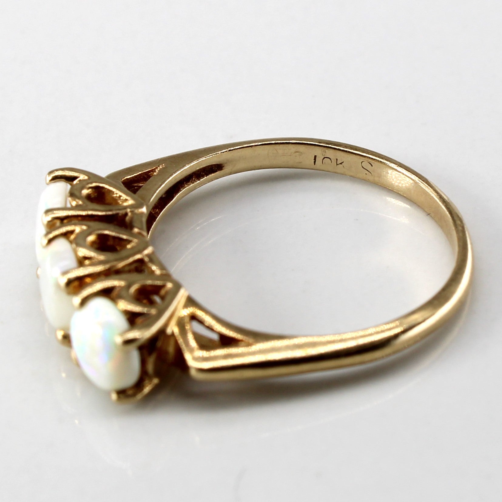 Bague trois pierres en opale | 0,60 ct | Taille 4,75 |