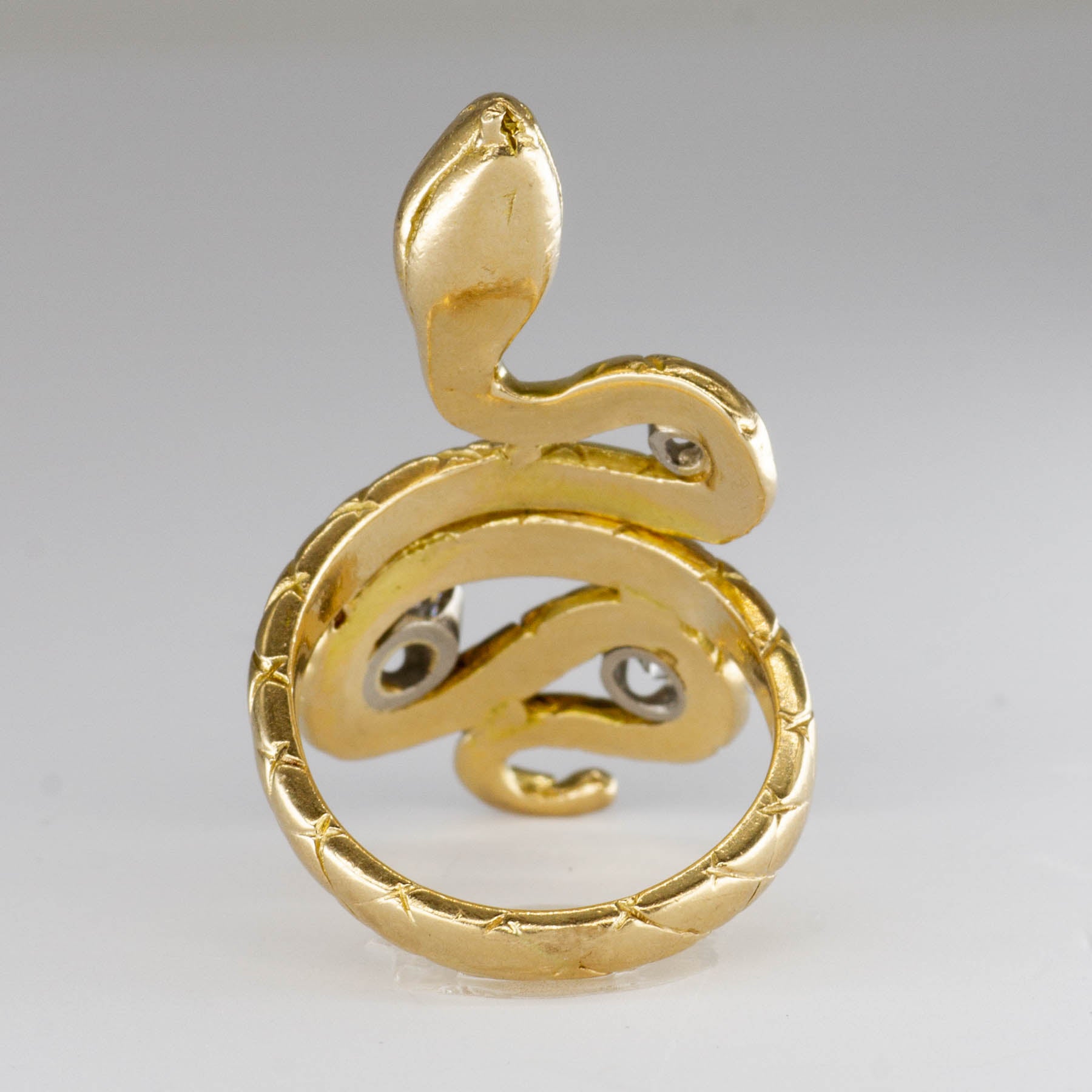 Bague serpent vintage avec diamants | 0,71 ct | Taille 9 |