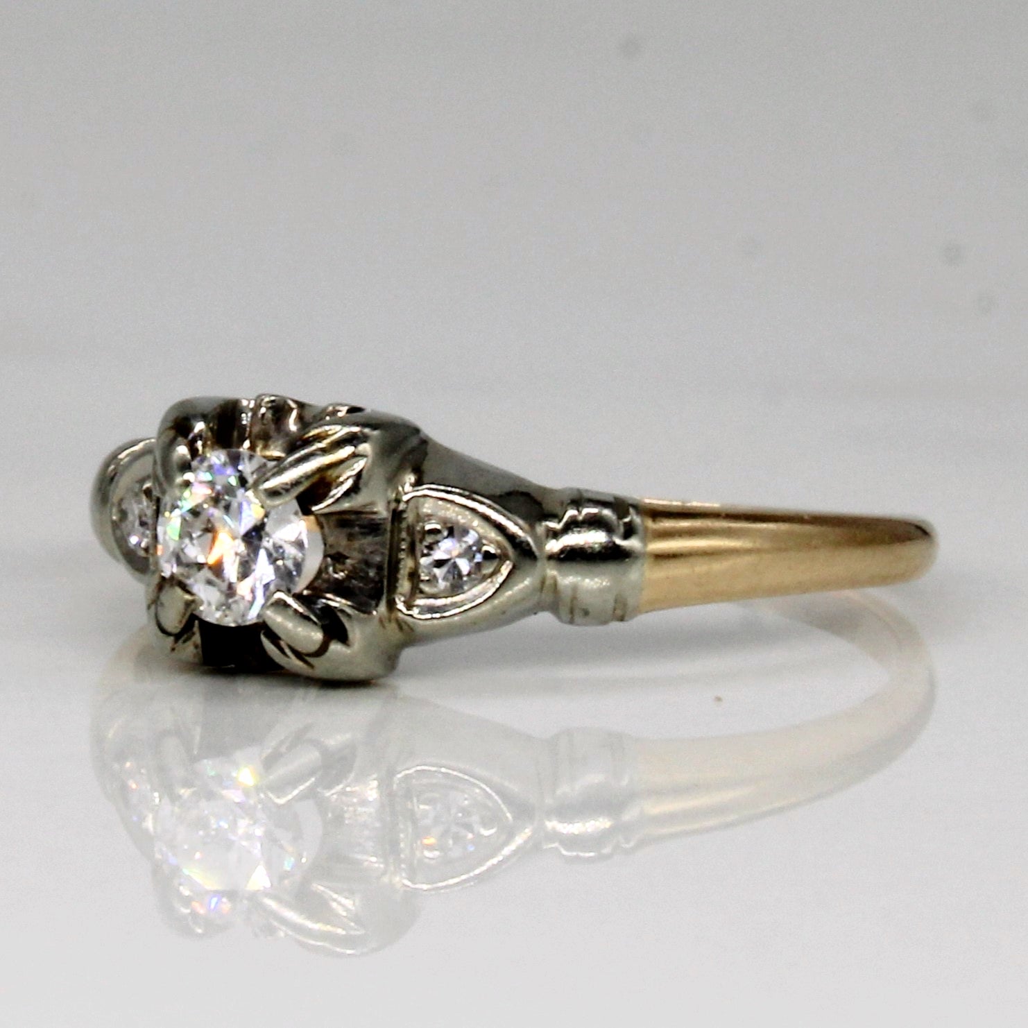 Vintage Birks Old European Cut Diamond Engagement Ring | 0.17ctw VS1/2 H | SZ 4.5 |
