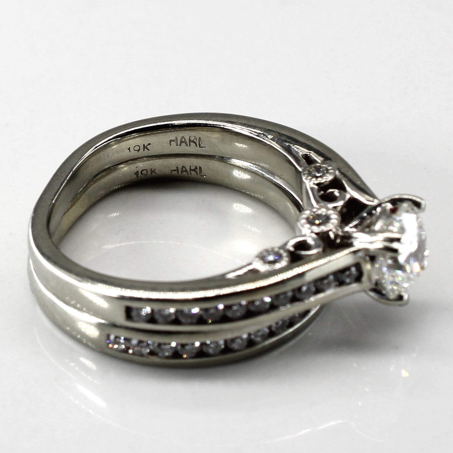 Solitaire with Channel Set Accents Diamond Engagement Ring Set | 1.48ctw SI1 G | SZ 6.5 |