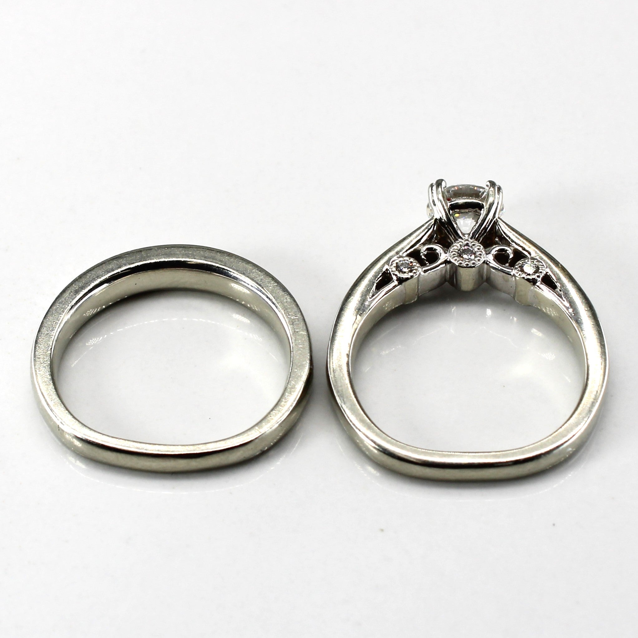 Solitaire with Channel Set Accents Diamond Engagement Ring Set | 1.48ctw SI1 G | SZ 6.5 |