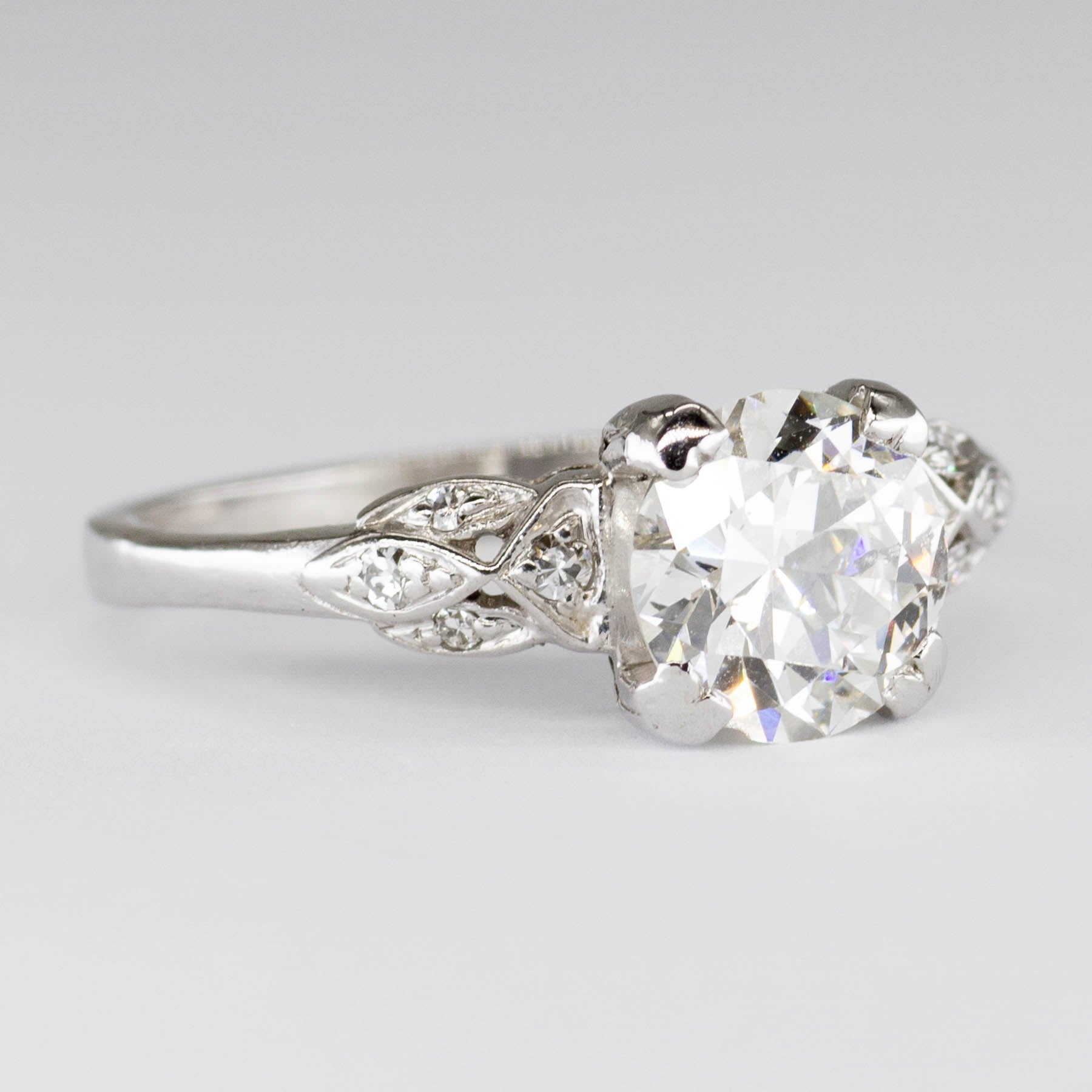 Art Deco Old European Diamond Platinum Ring | 1.75ctw, 0.09ctw | Sz 7.25