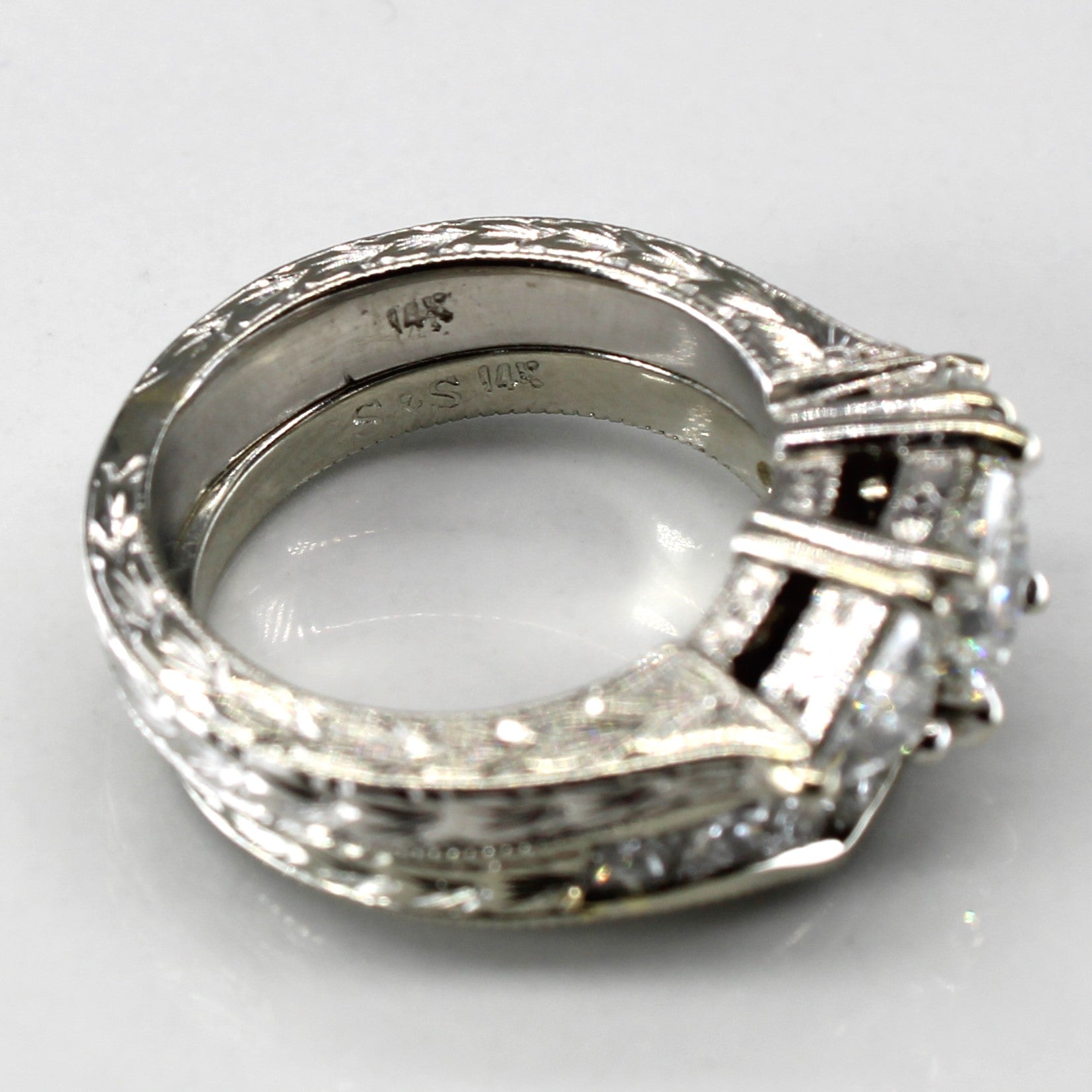 Three Stone Diamond Engagement Ring Set | 1.82ctw SI2 H/I | SZ 4.25 |