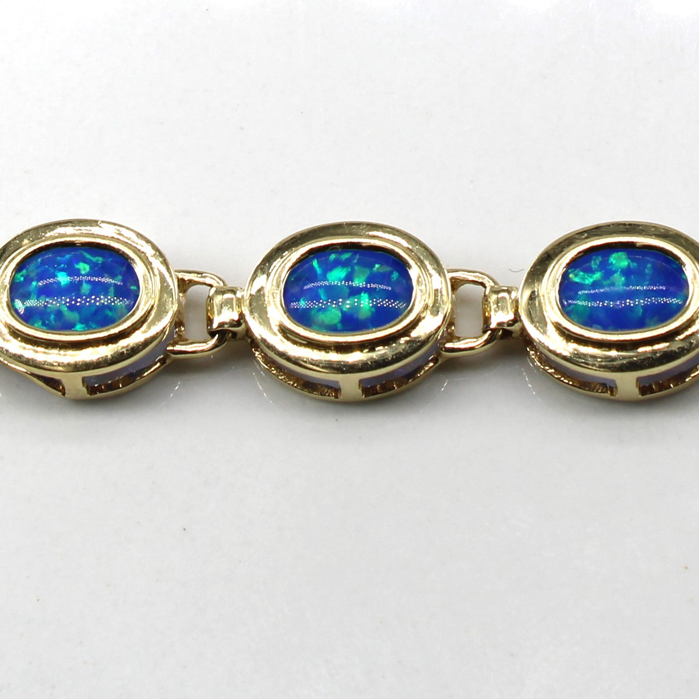 Synthetic Opal Chain Bracelet | 5.50ctw | 7"|