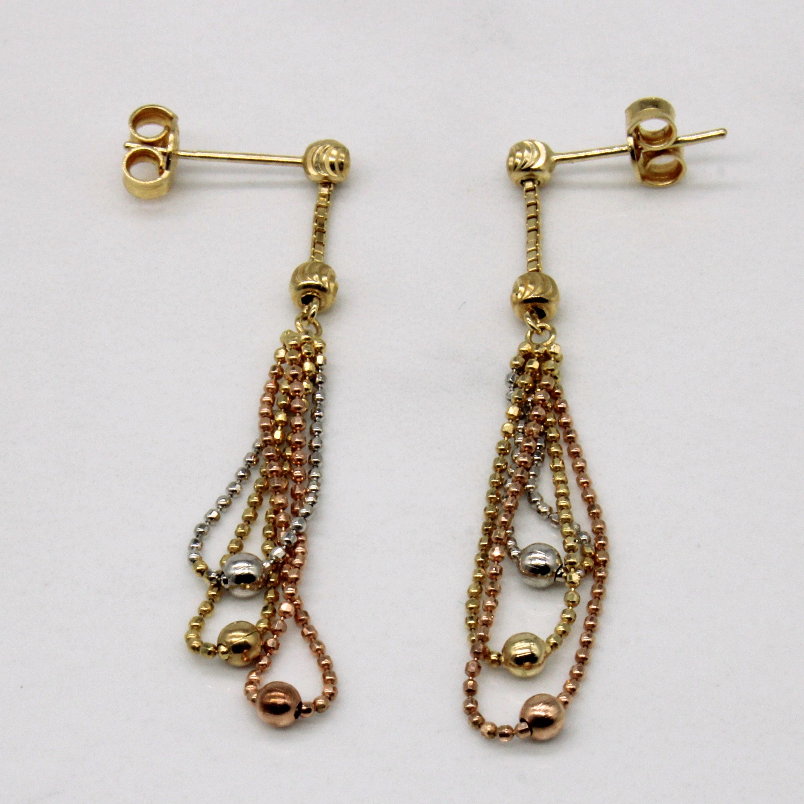 14k Tri Tone Gold Earring & Necklace Set | 16" |