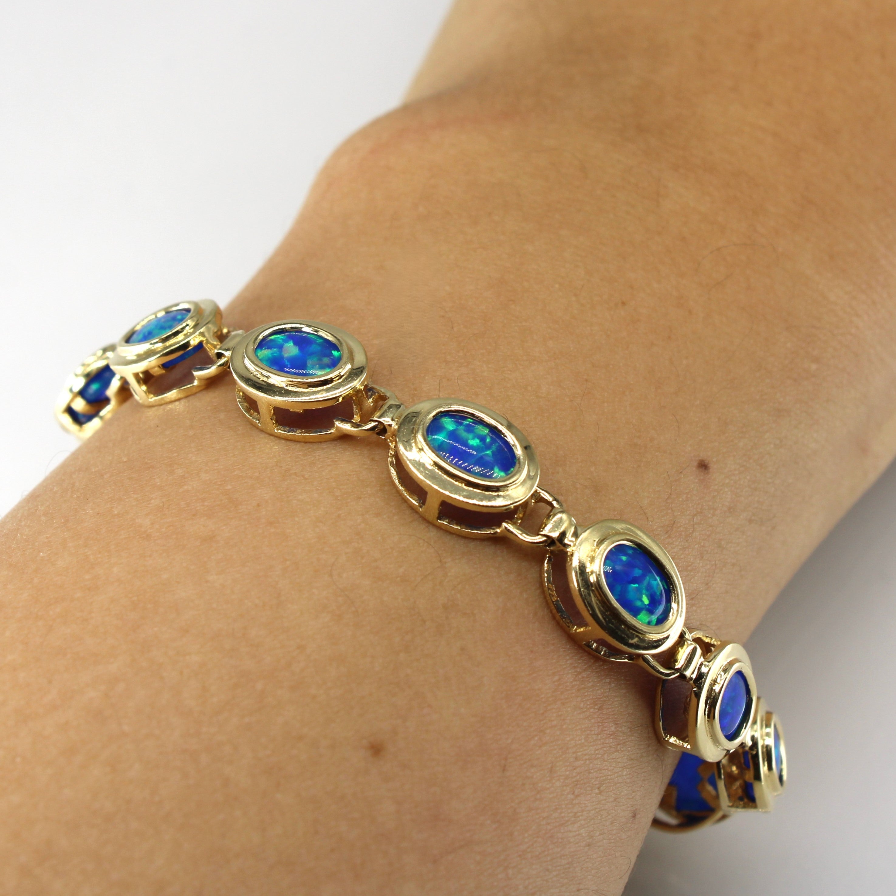 Synthetic Opal Chain Bracelet | 5.50ctw | 7"|