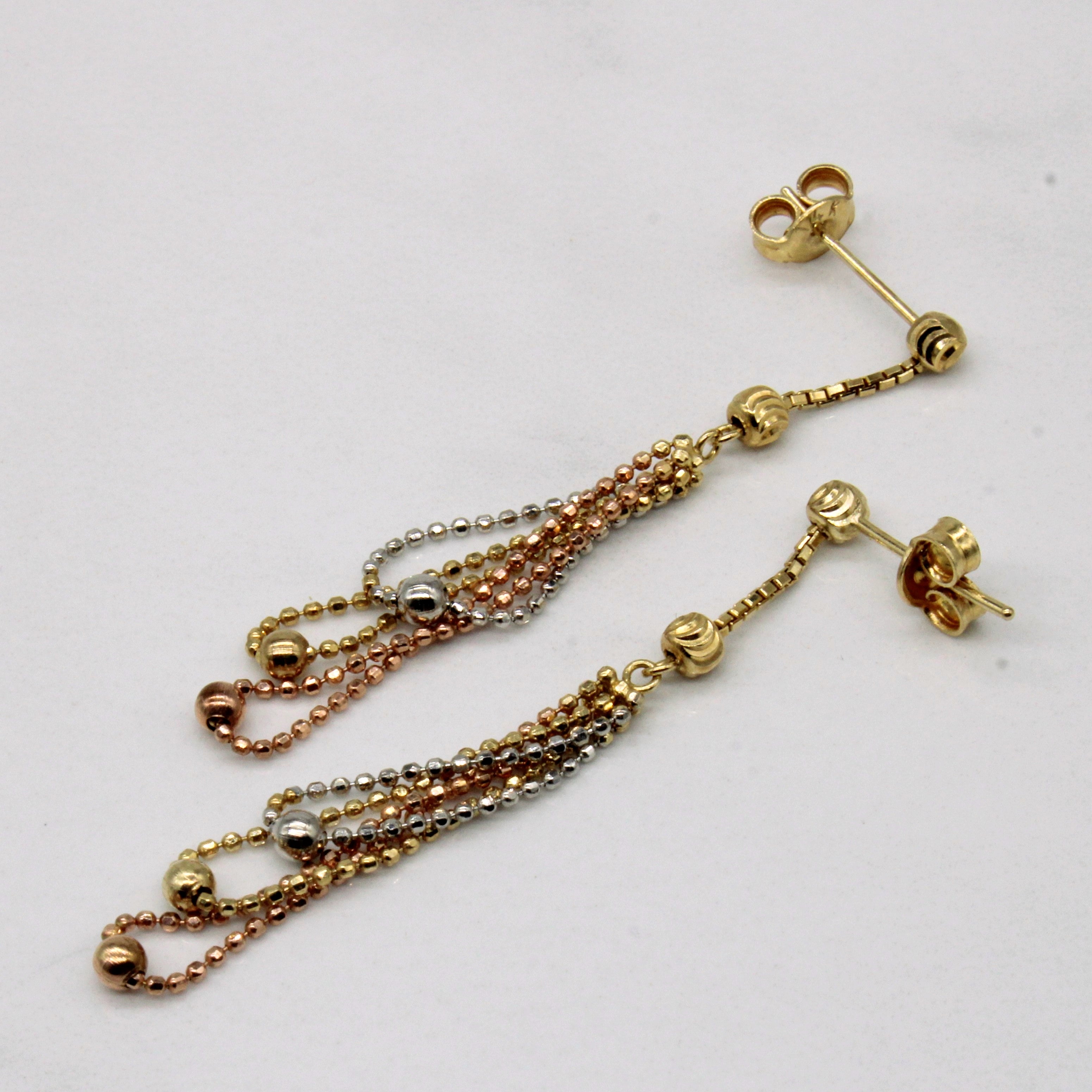 14k Tri Tone Gold Earring & Necklace Set | 16" |