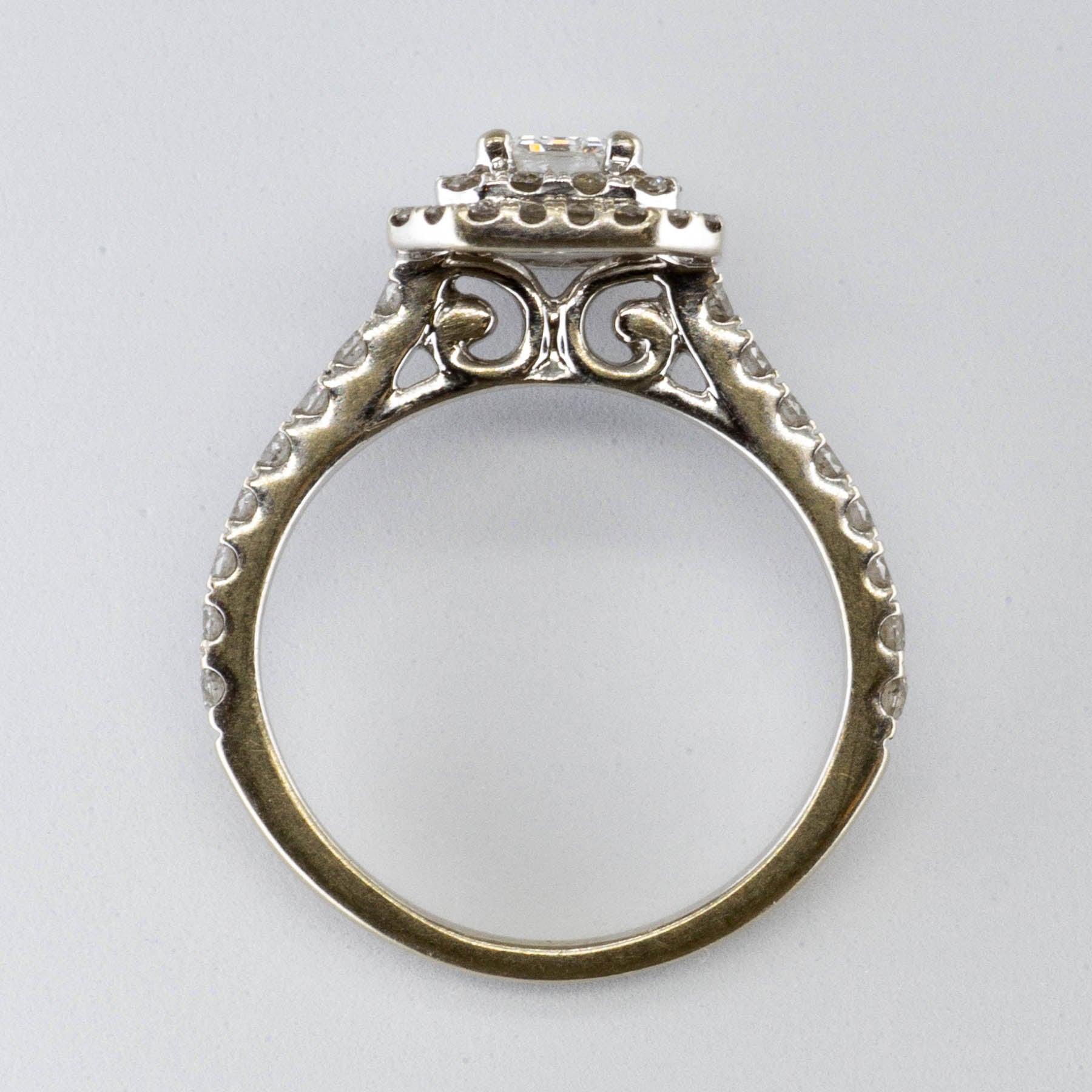 Diamond with Diamond Halo and Accent Stones 14k Ring | 0.5ctw, 0.3ctw | SZ 4.5 |