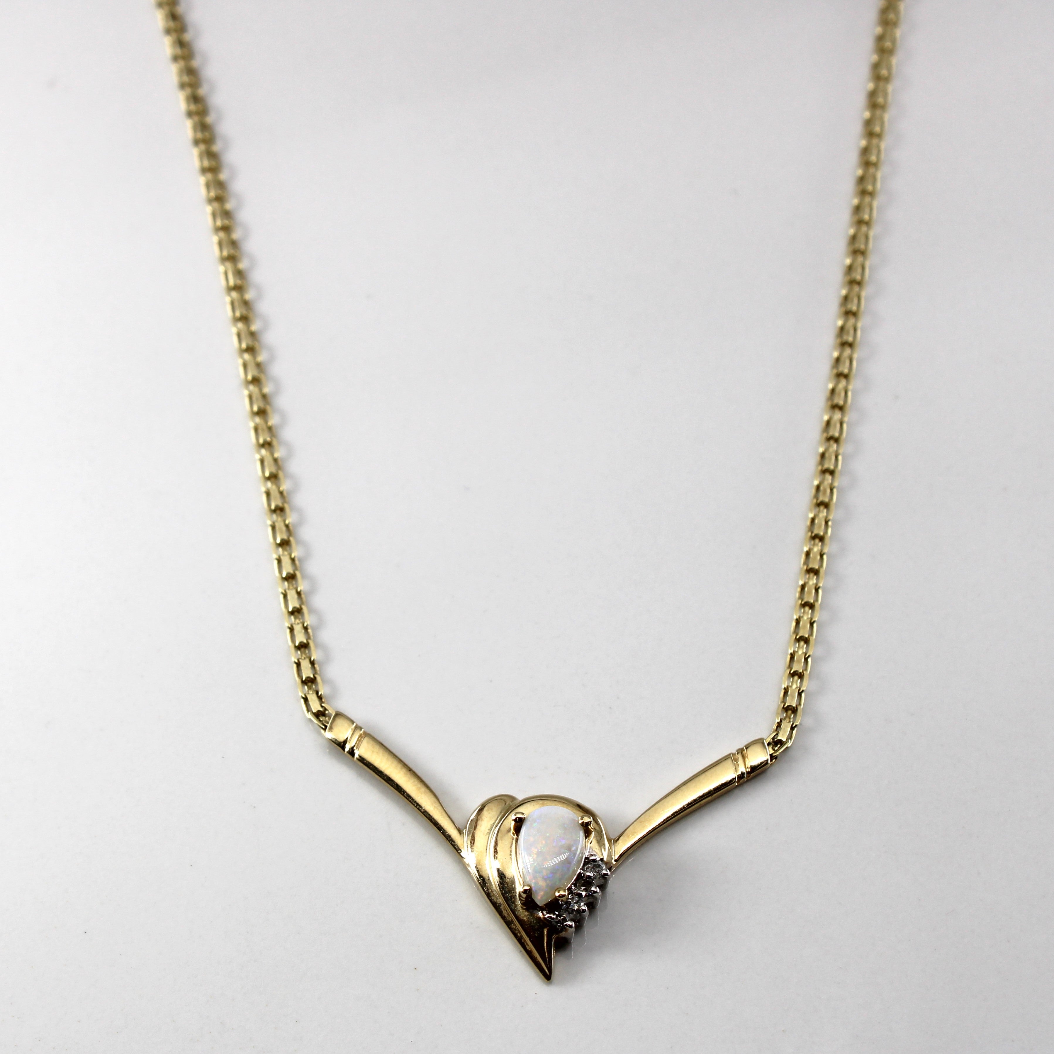 Opal & Diamond Necklace | 0.48ct | 0.04ctw | 16"|