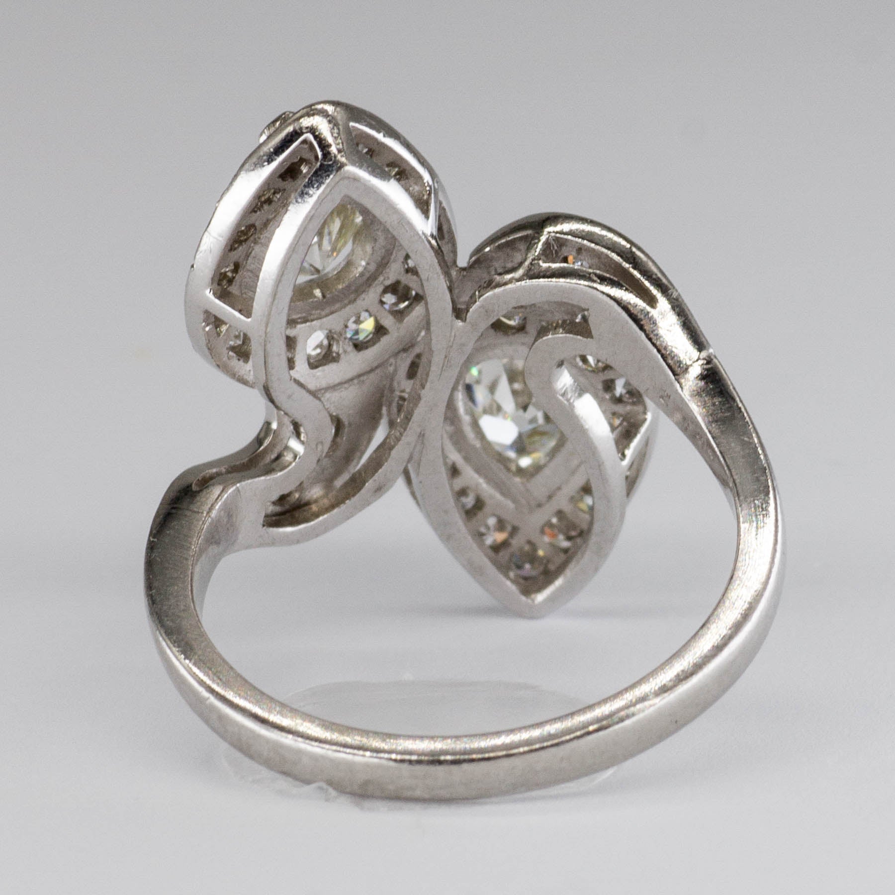 Antique Platinum Toi et Moi Pear Cut Diamond Ring | 2.53 ctw, SZ 6.25 |