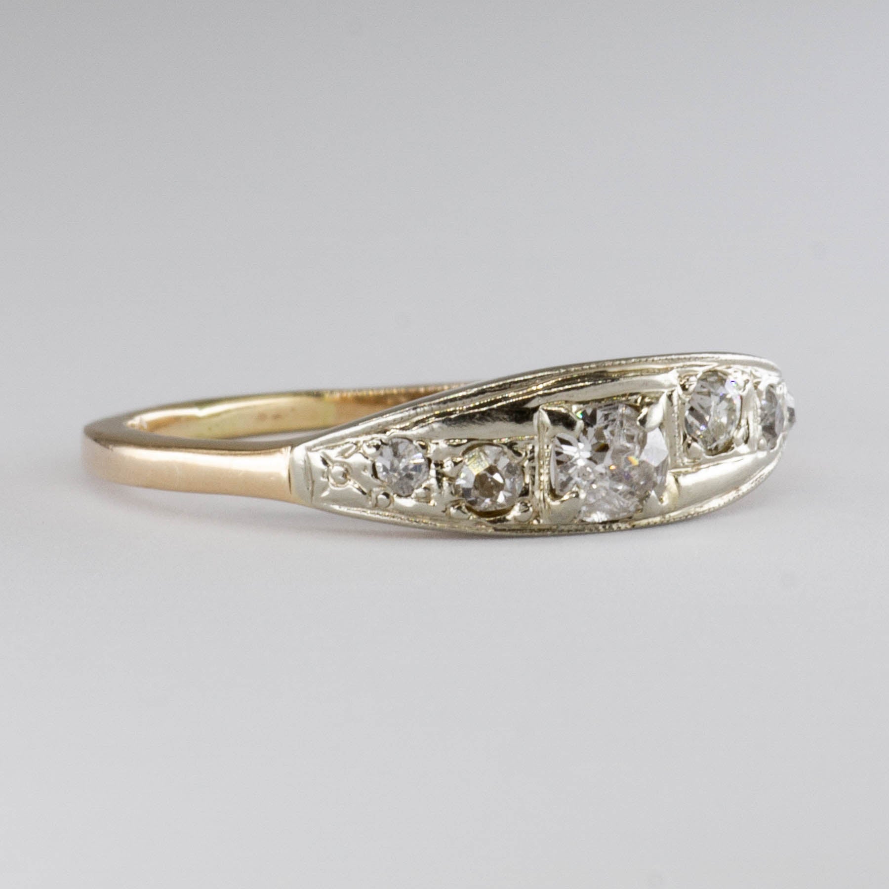 Bague Art Déco en or 14 carats sertie d'un diamant ancien européen | 0,17 ct | Taille 8,5 |