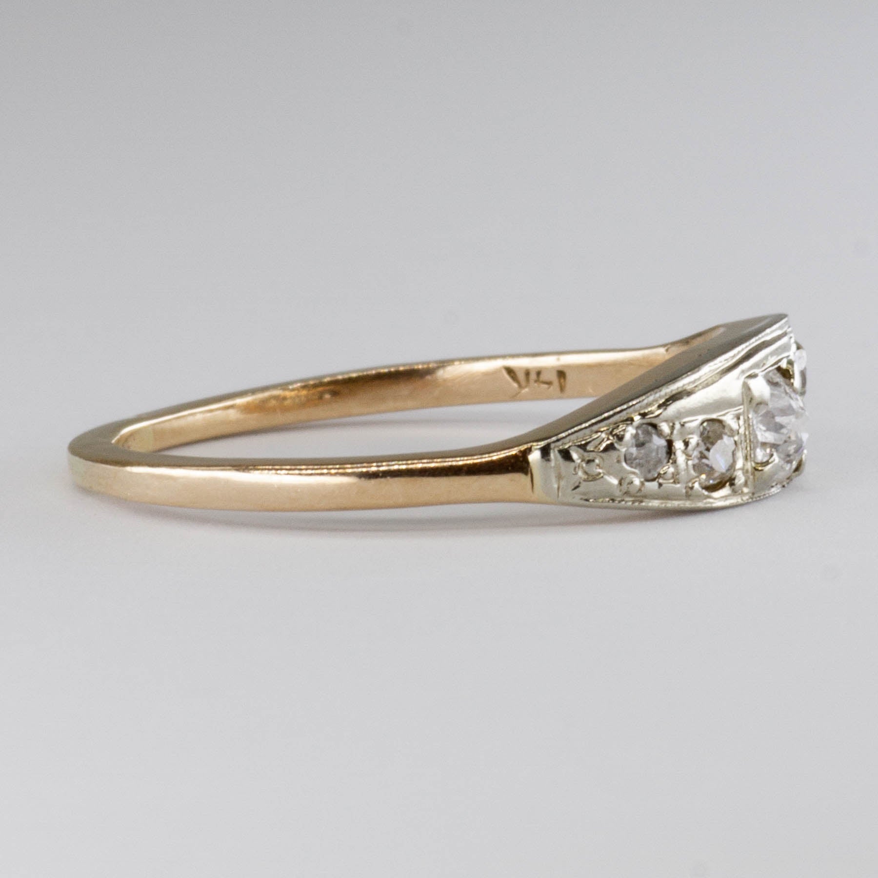 Bague Art Déco en or 14 carats sertie d'un diamant ancien européen | 0,17 ct | Taille 8,5 |
