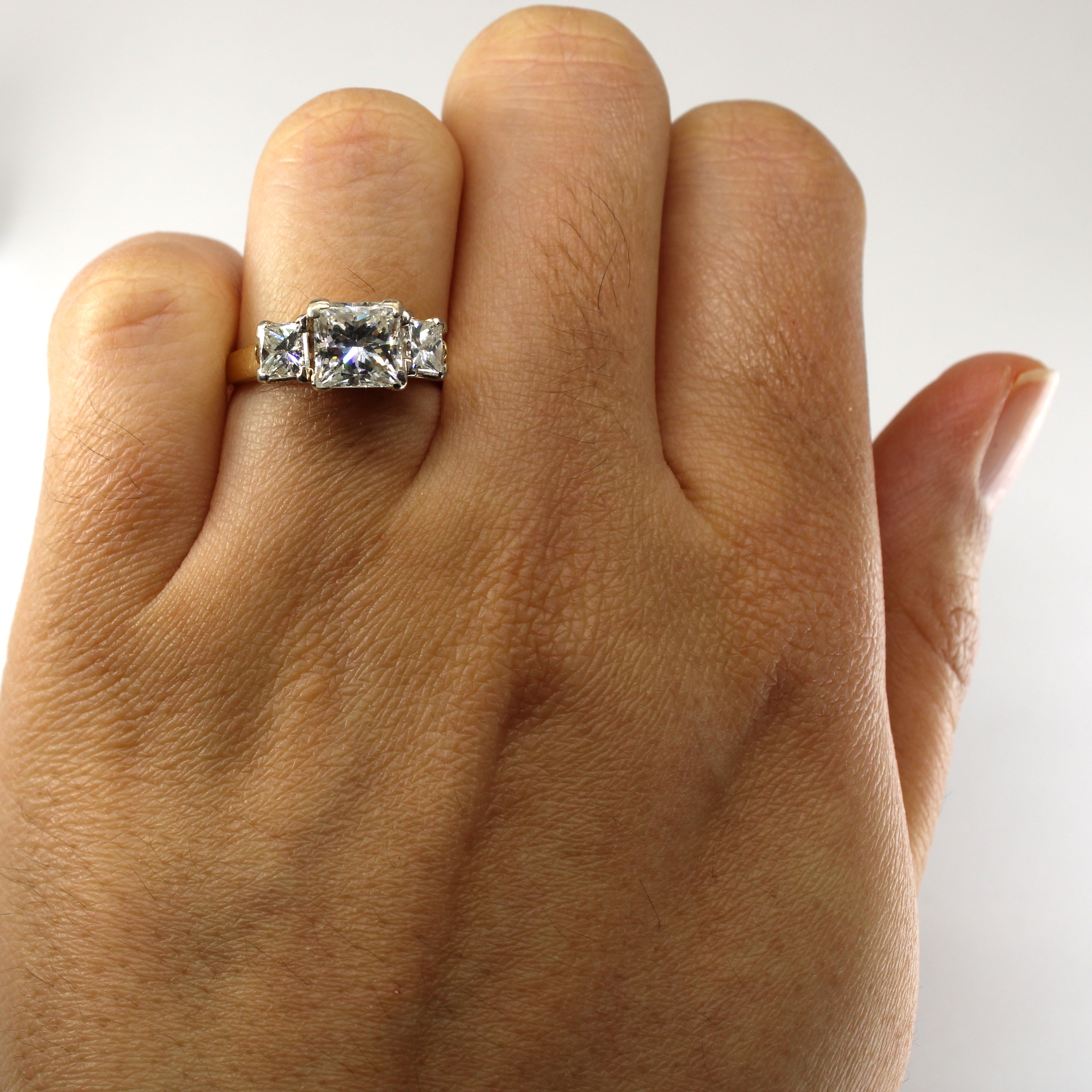Three Stone Princess Diamond Engagement Ring | 2.51ctw VS2 H/I | SZ 5.25 |