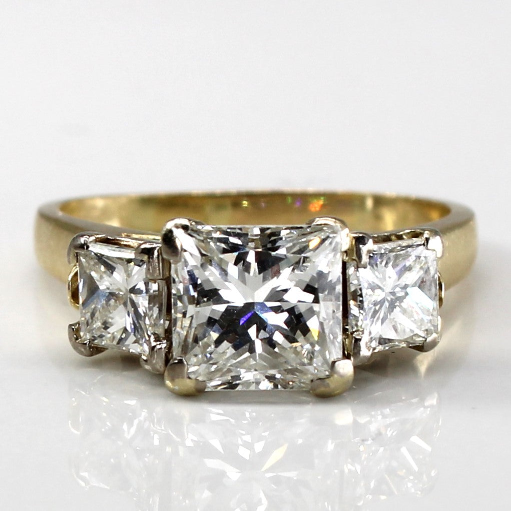 Three Stone Princess Diamond Engagement Ring | 2.51ctw VS2 H/I | SZ 5.25 |