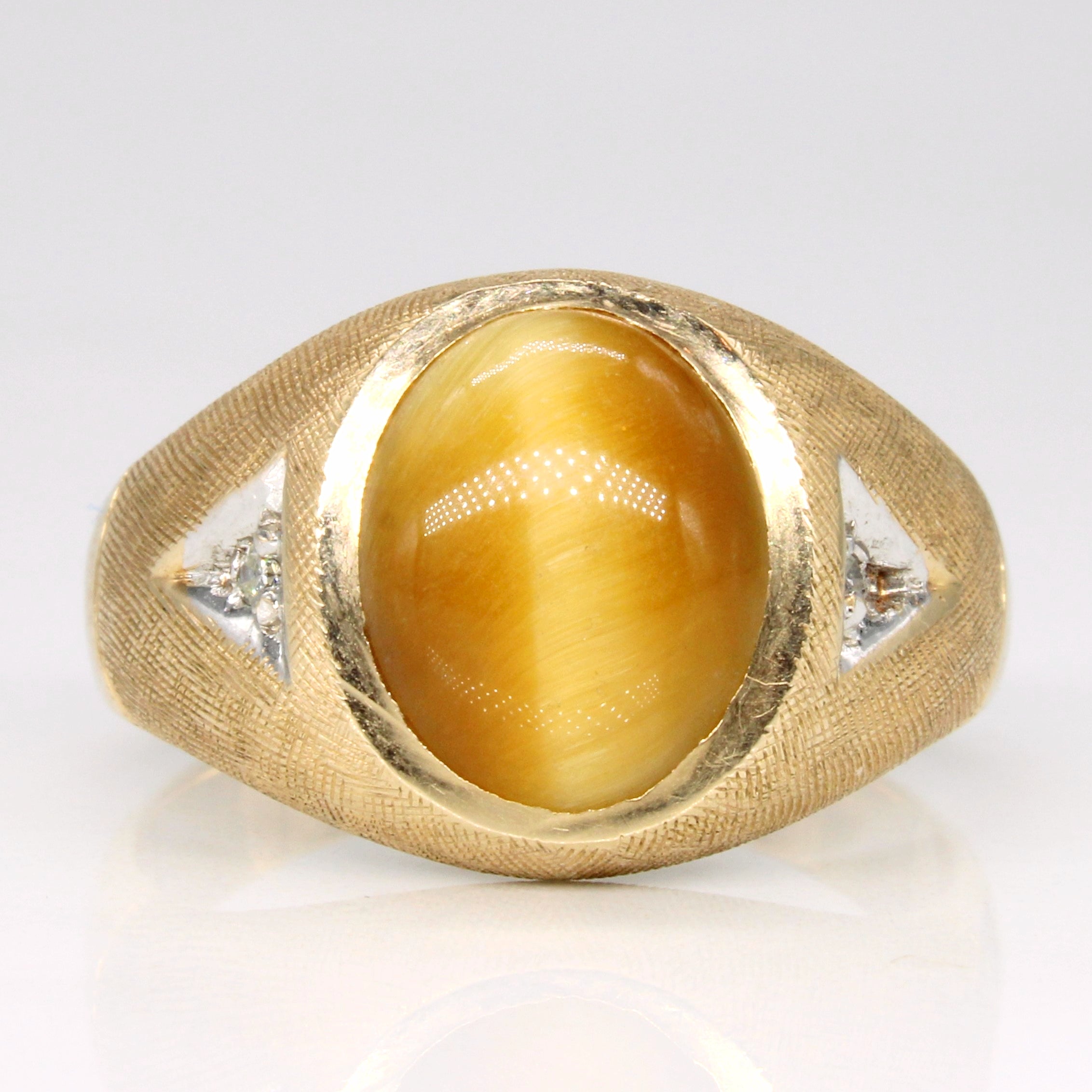 Tiger's Eye & Diamond Cocktail Ring | 2.50ct, 0.03ctw | SZ 11 |