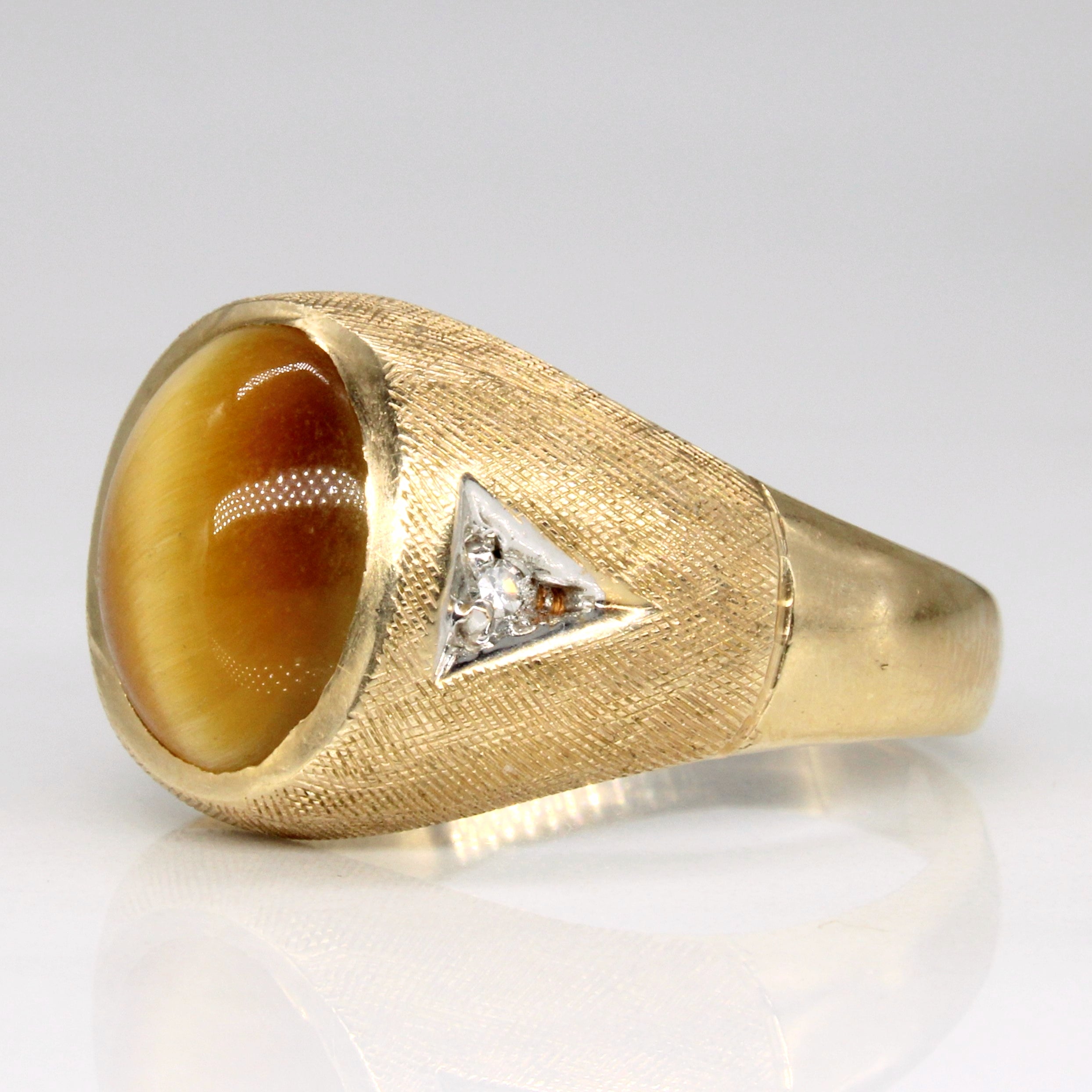 Tiger's Eye & Diamond Cocktail Ring | 2.50ct, 0.03ctw | SZ 11 |