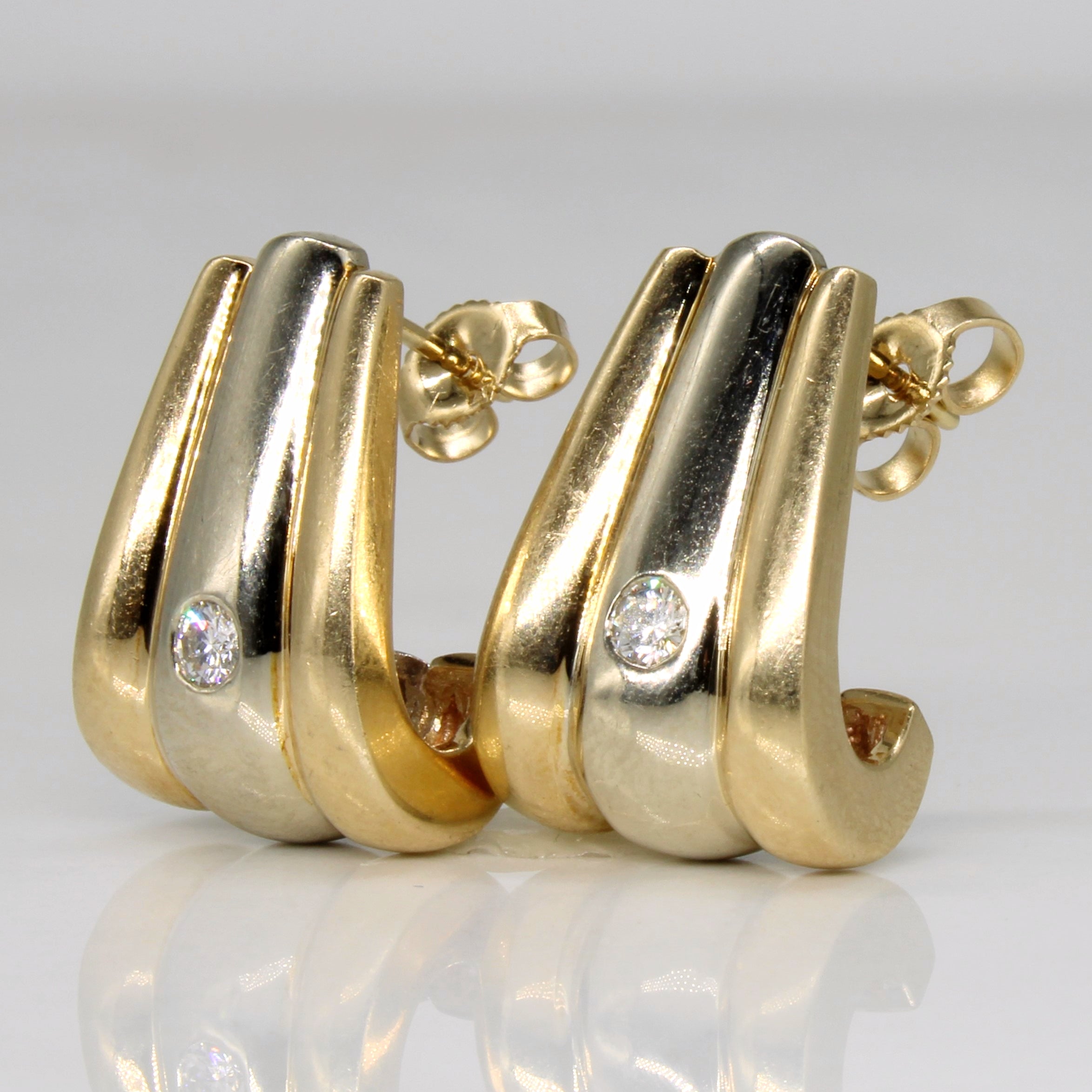 Two Tone Diamond Earrings | 0.14ctw |