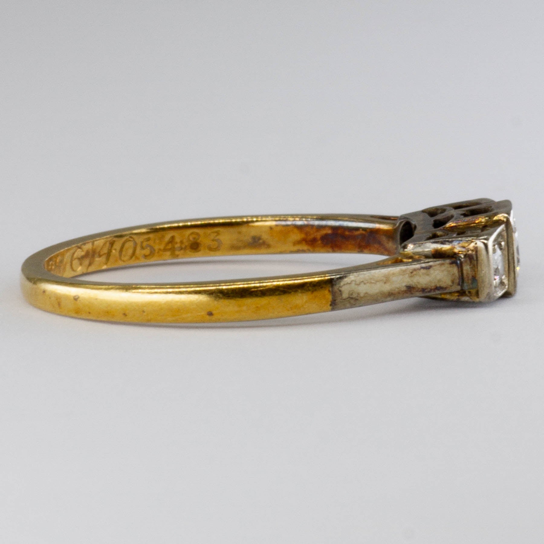 Art Deco 18k Gold & Platinum Diamond Ring | 0.17ctw | SZ 6.75 |