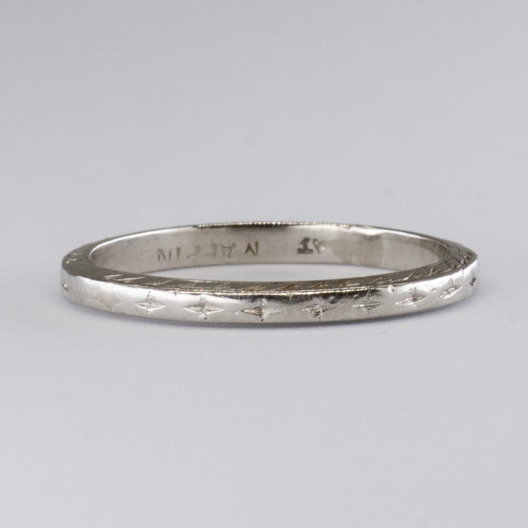 Art Deco Platinum Engraved Band | | SZ 4.25 |