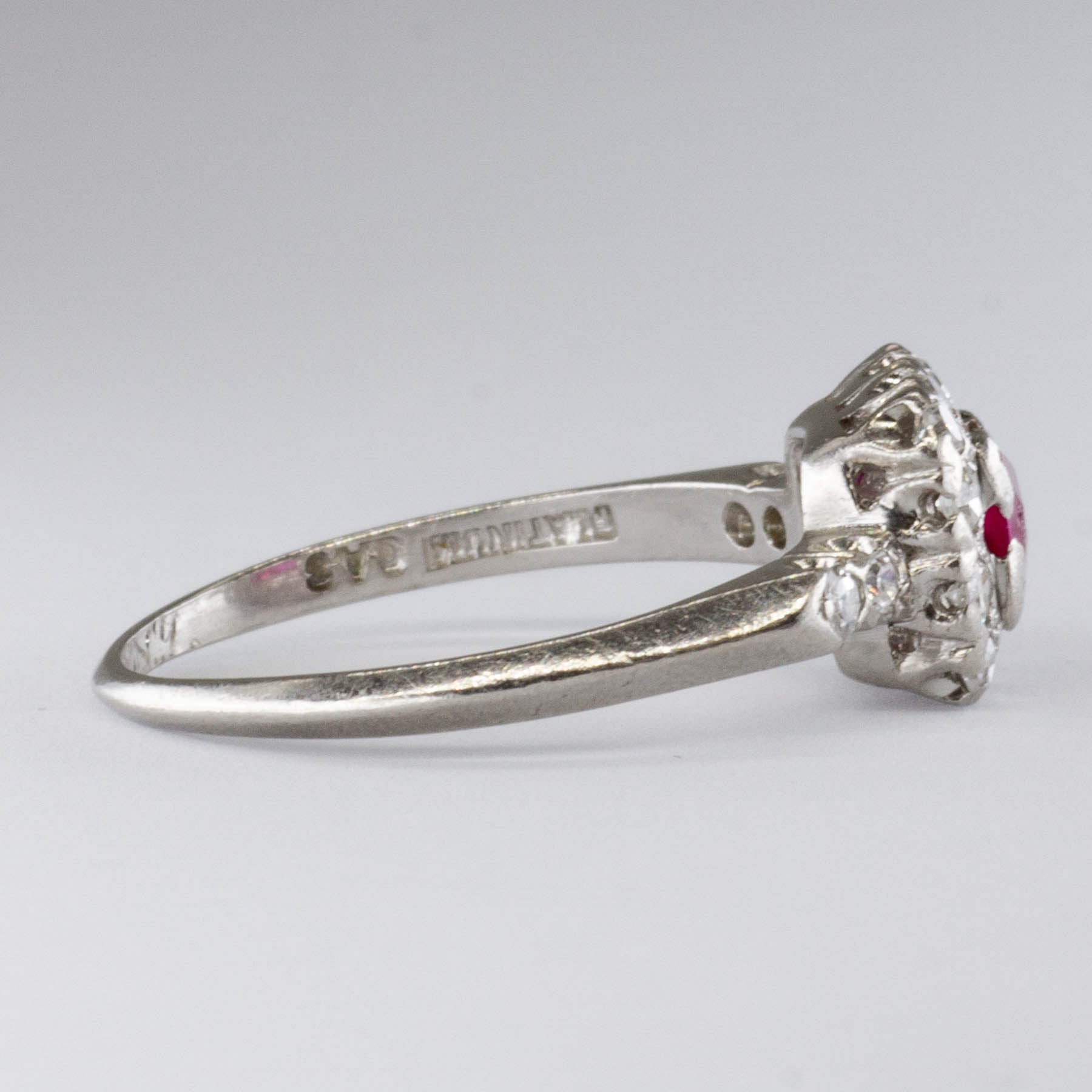 Diamond and Synthetic Ruby Platinum Ring | 0.3 ctw, 0.4ctw | SZ 6.25 |