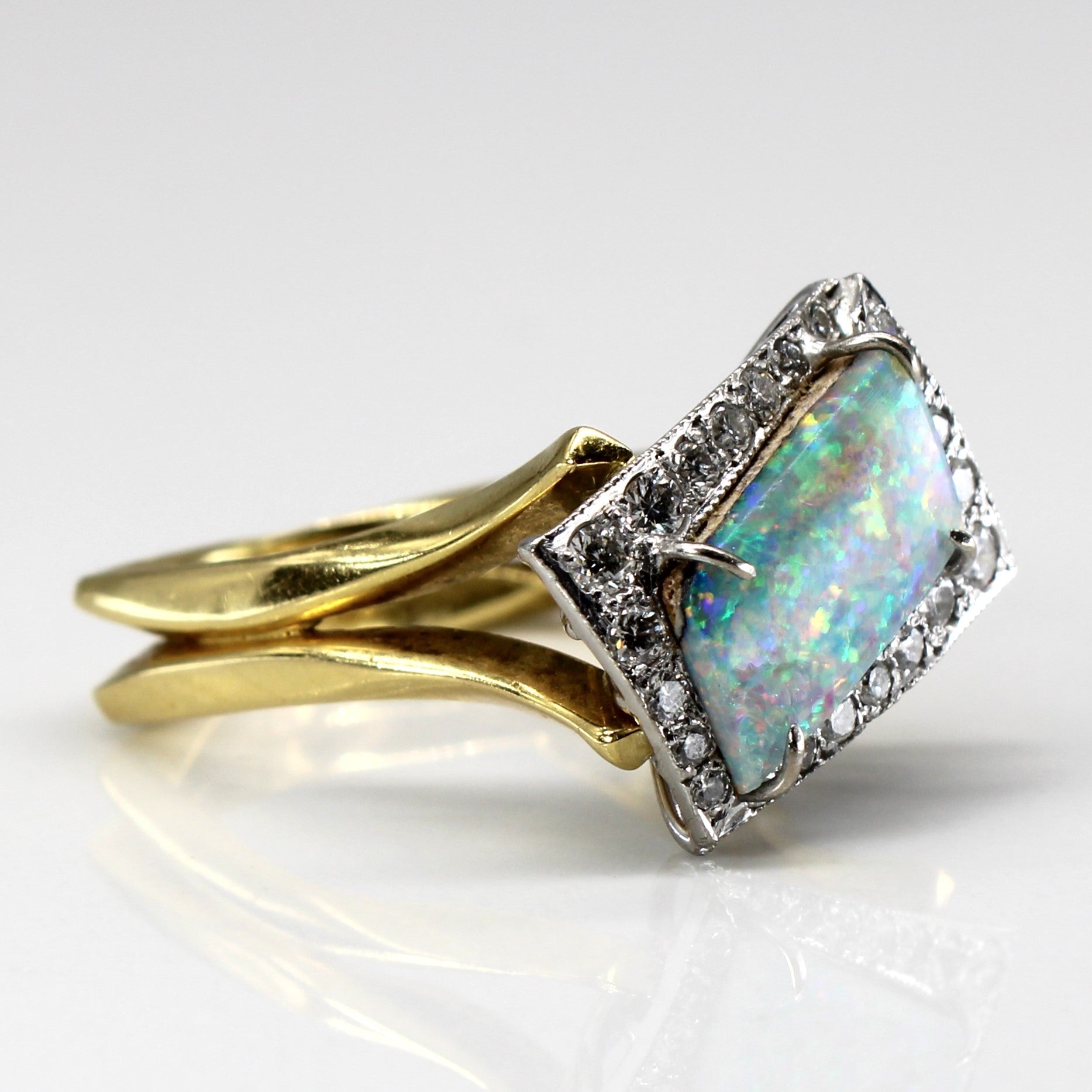 High Set Opal & Diamond Ring | 0.60ct | 0.29ctw | SZ 7 |