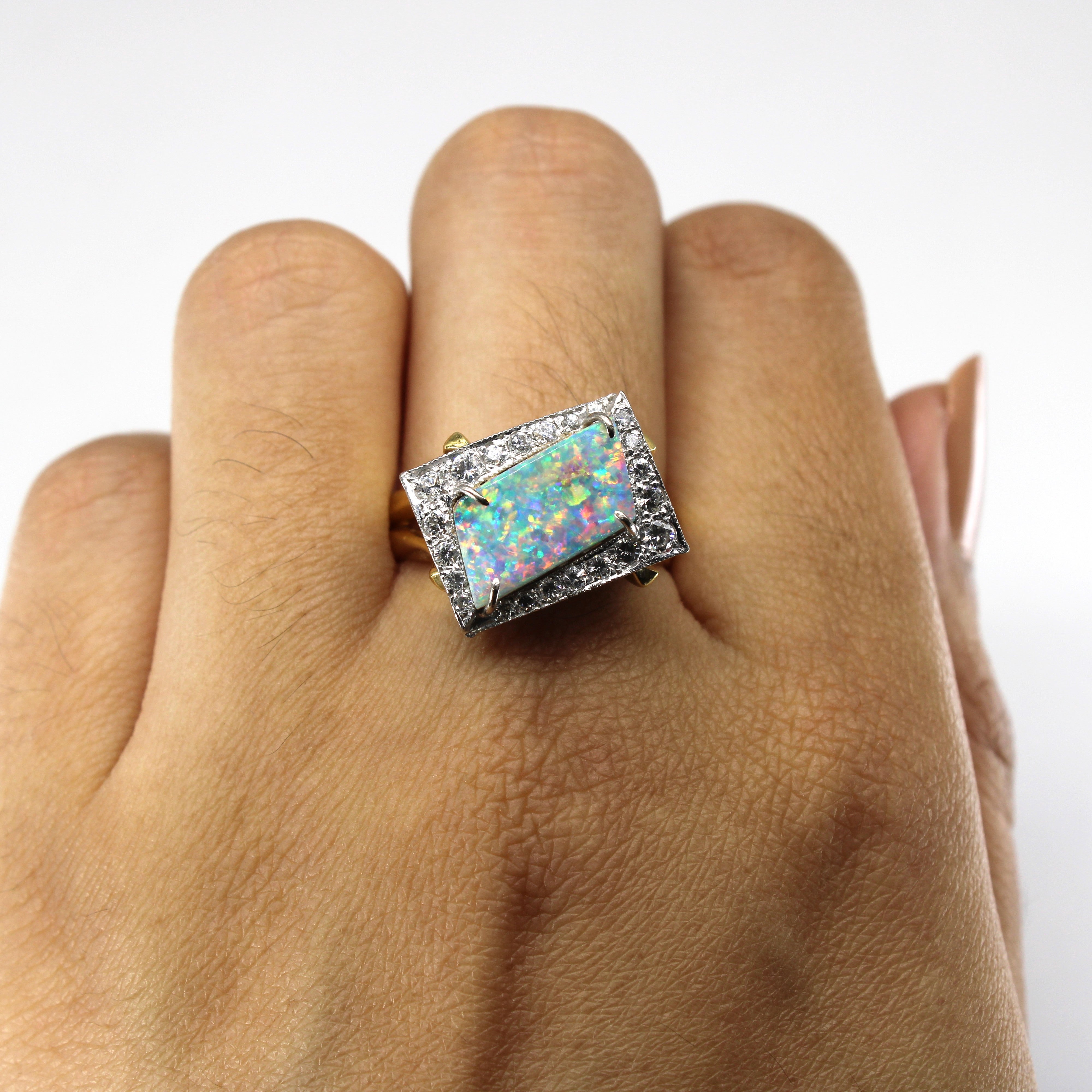 High Set Opal & Diamond Ring | 0.60ct | 0.29ctw | SZ 7 |