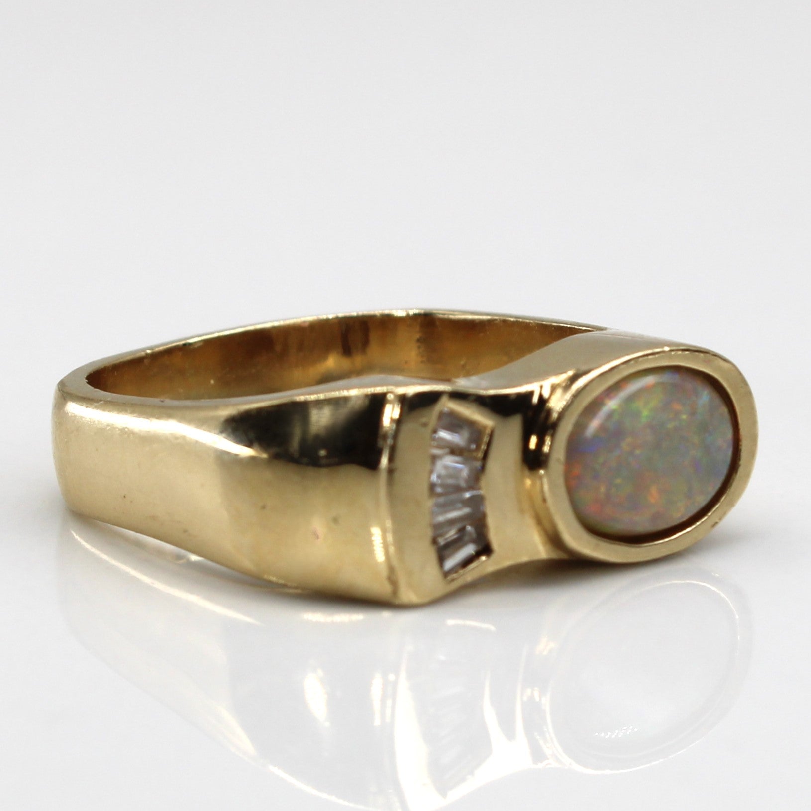 Bezel Set Opal & Diamond Ring | 0.38ct | 0.10ctw | SZ 7 |