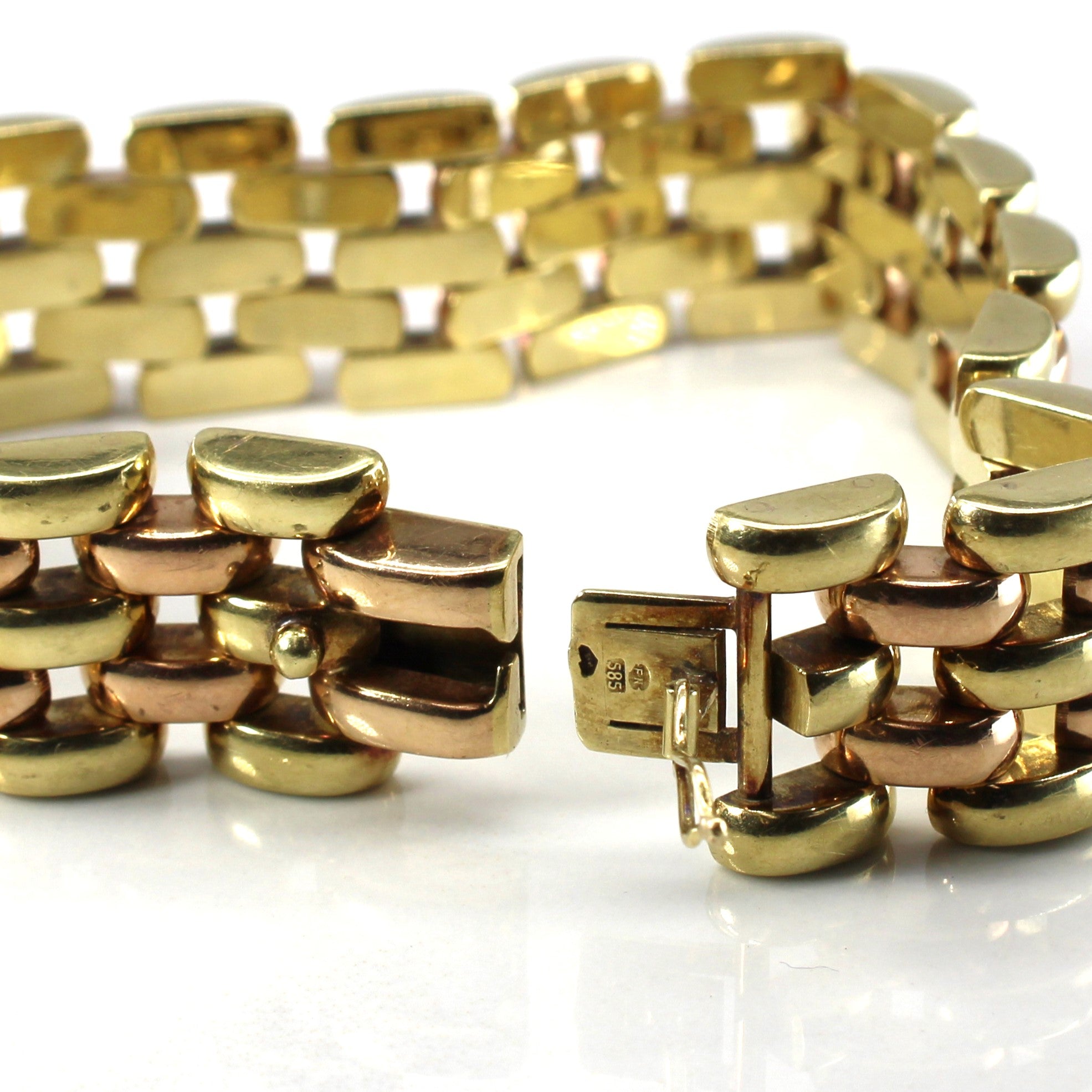 Vintage French Hallmarked Textured Heavy Link Chain Bracelet | 8"|