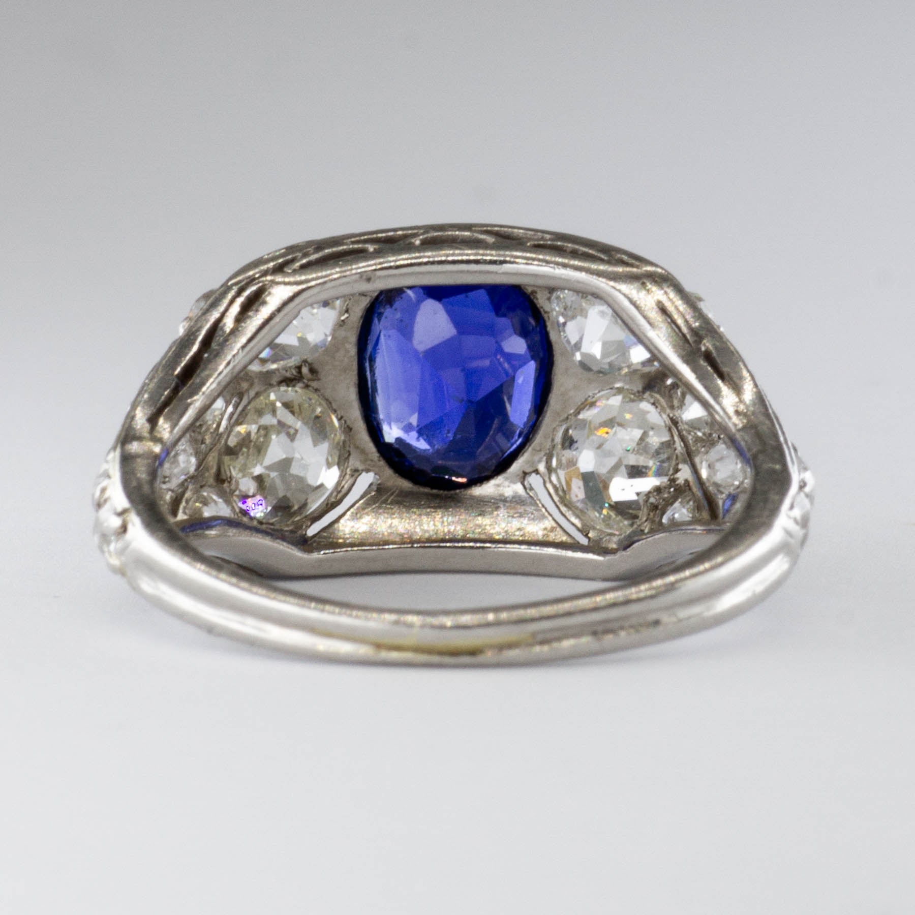 Art Deco Platinum Sapphire & Diamond Ring | 1.30ct | SZ 4 |