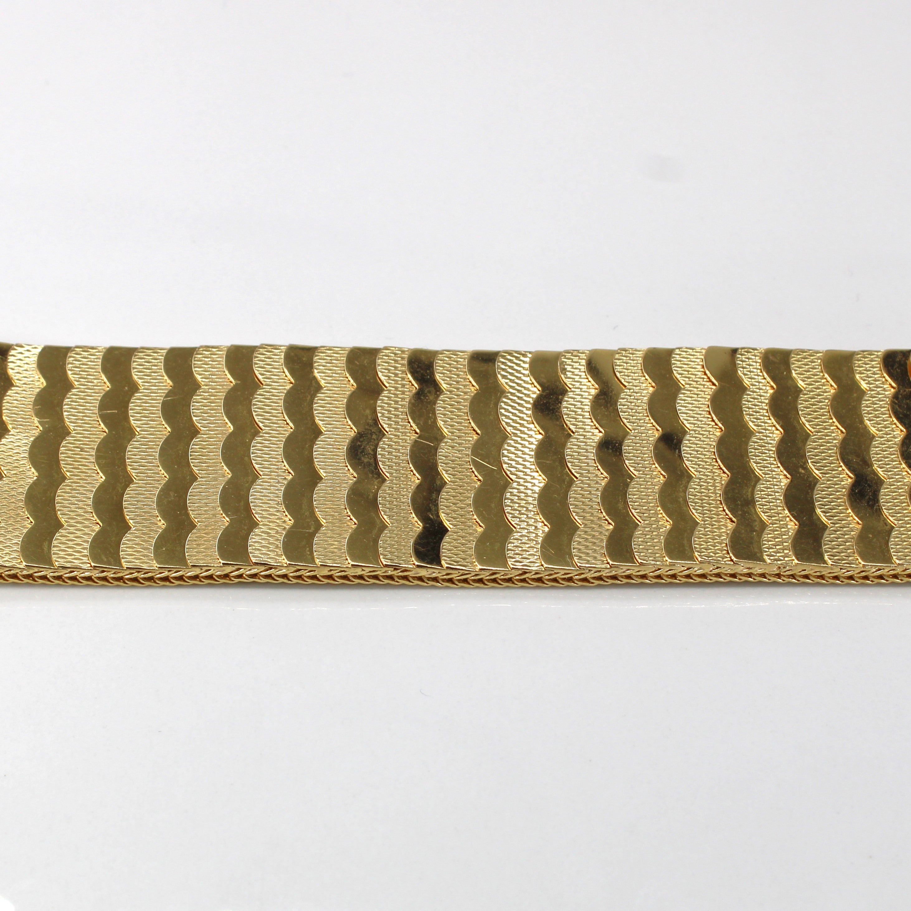 Vintage Italian Textured Wide Gold Chain Bracelet | 7.5"|