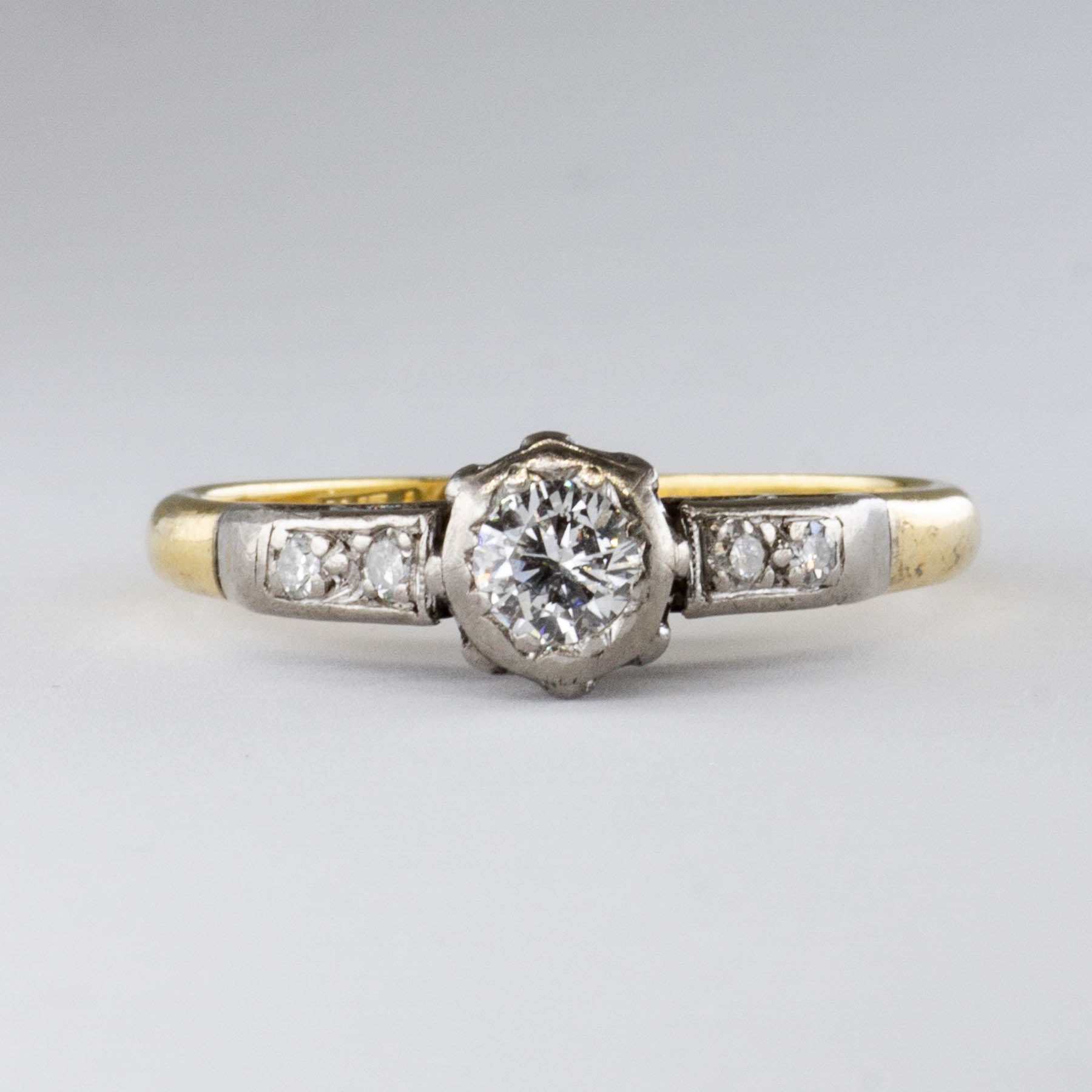 Art Deco 18k and Platinum Diamond Ring | 0.24ctw | SZ 5.75 |