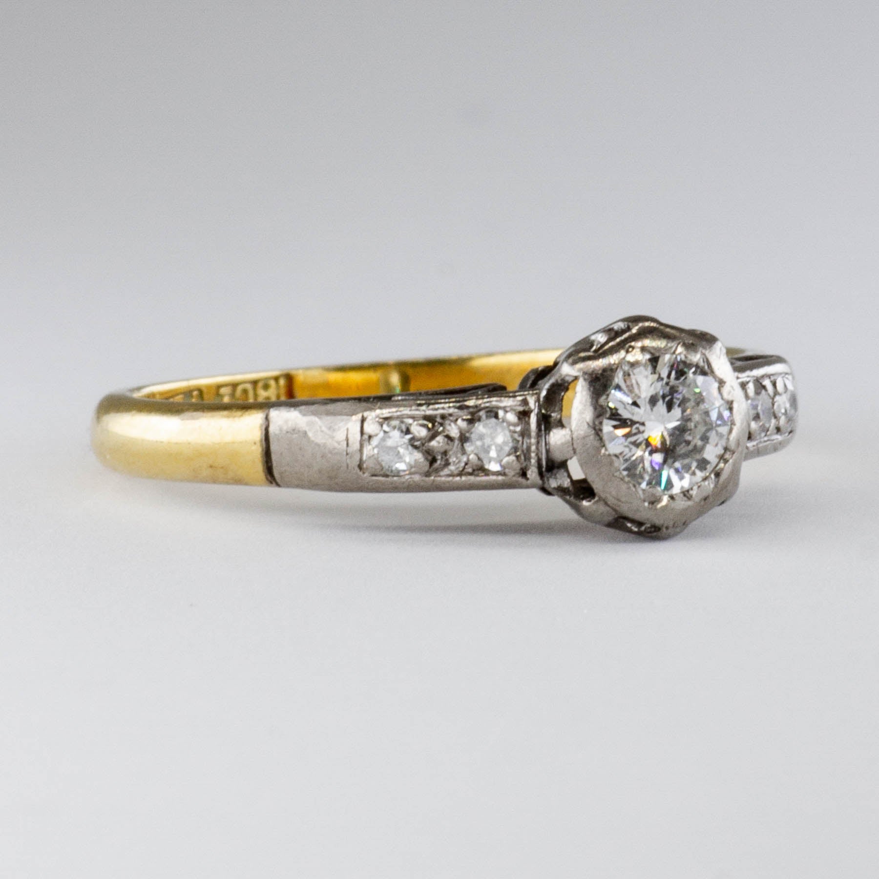 Art Deco 18k and Platinum Diamond Ring | 0.24ctw | SZ 5.75 |