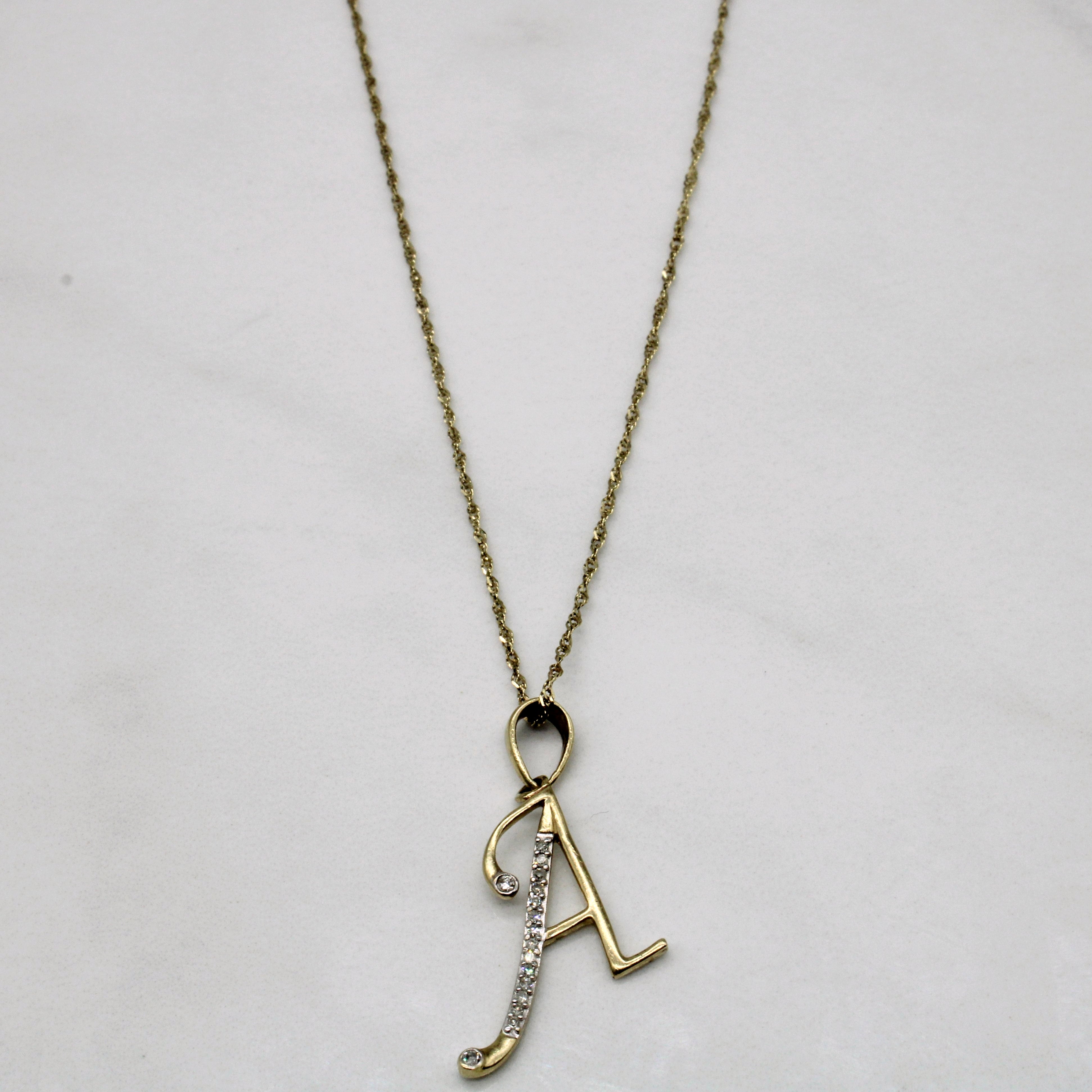 Diamond 'A' Initial Pendant & Necklace | 0.06ctw | 18" |