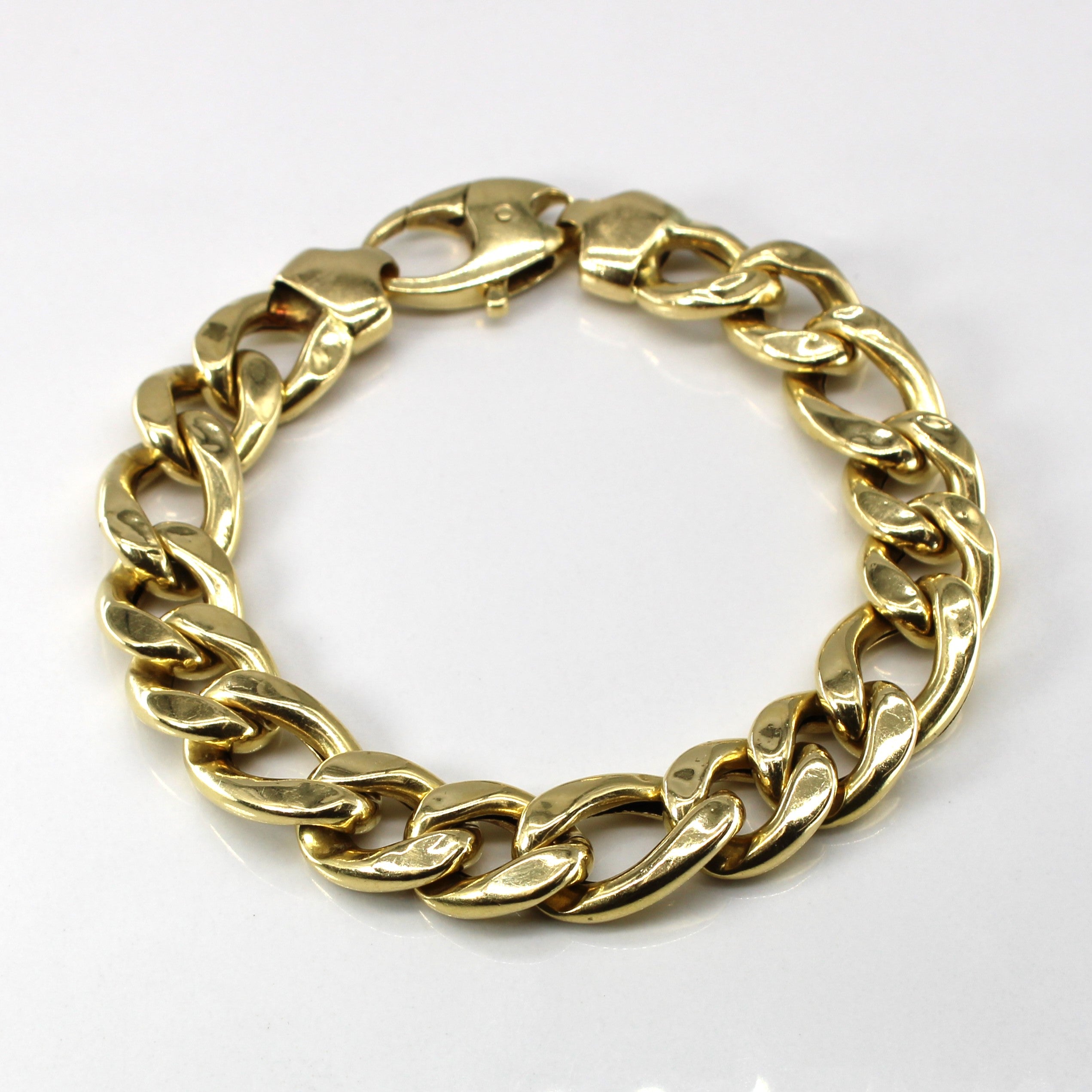 Bracelet chaîne gourmette en or jaune italien 18 carats | 12 mm | 8 pouces |