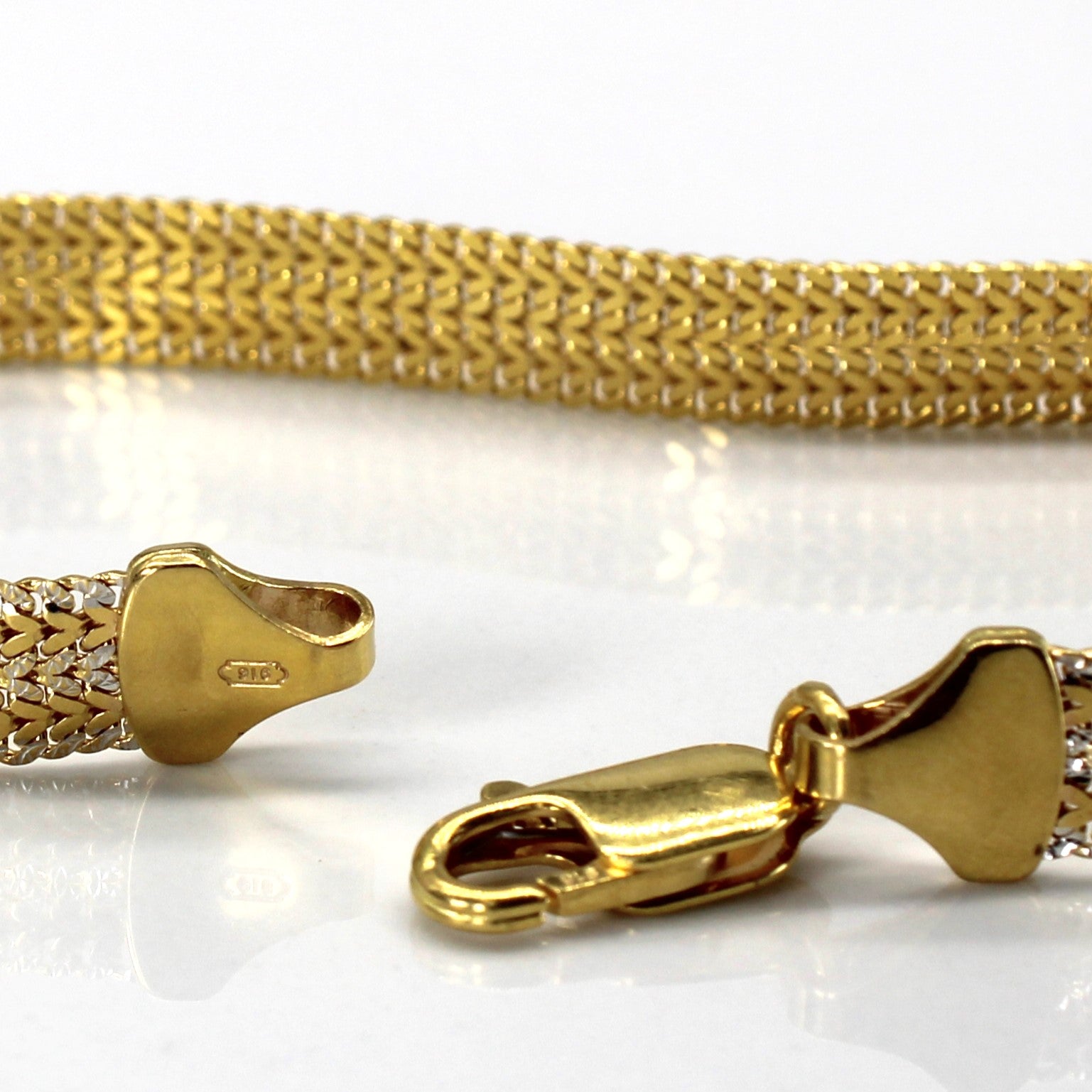 Two Tone Gold Braided Chain Bracelet | 7"|