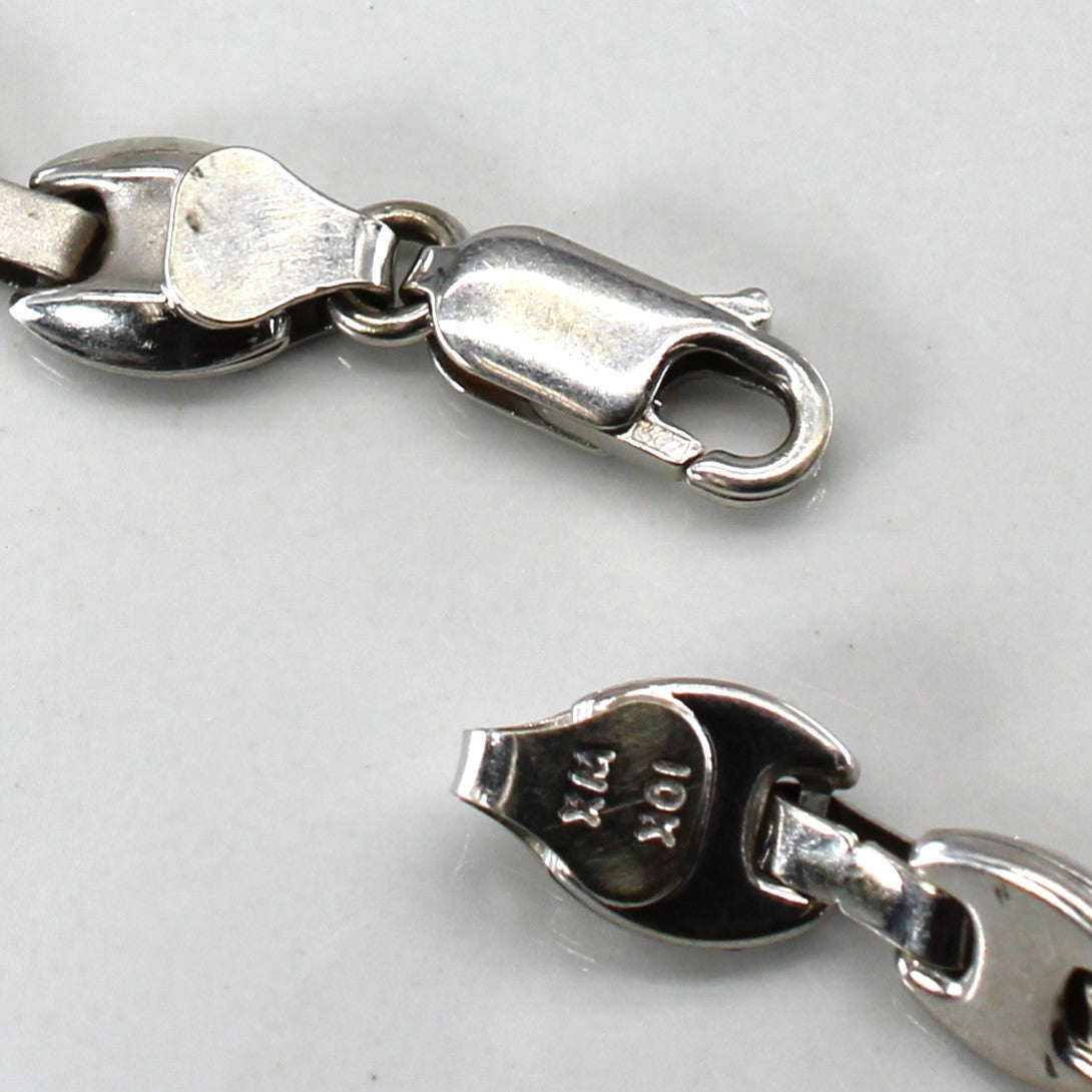 Interlocking White Gold Chain Bracelet | 7"|